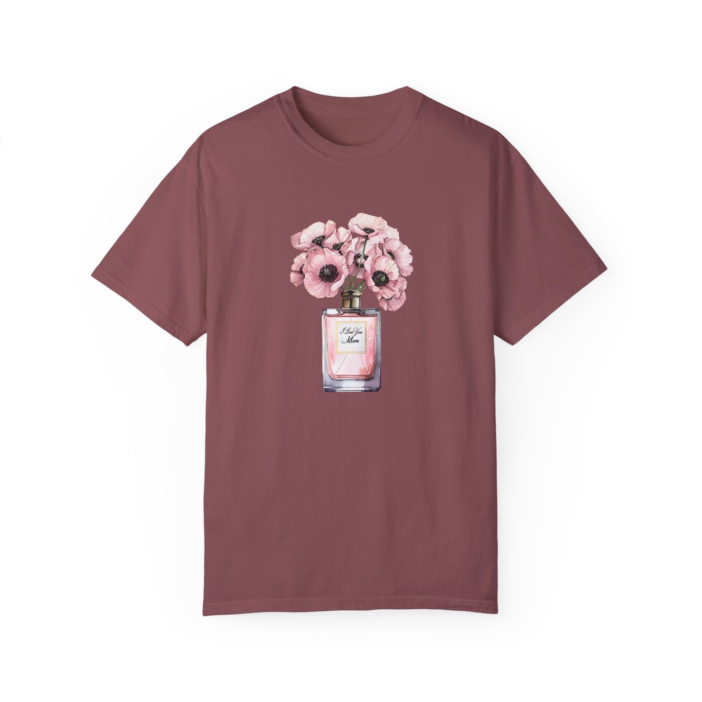 Floral Bouquet T-Shirt with I Love You Mom- Perfect for Moms, Cozy Casual Wear, Gift for Mother's Day, Spring Fashion, Botanical Tee