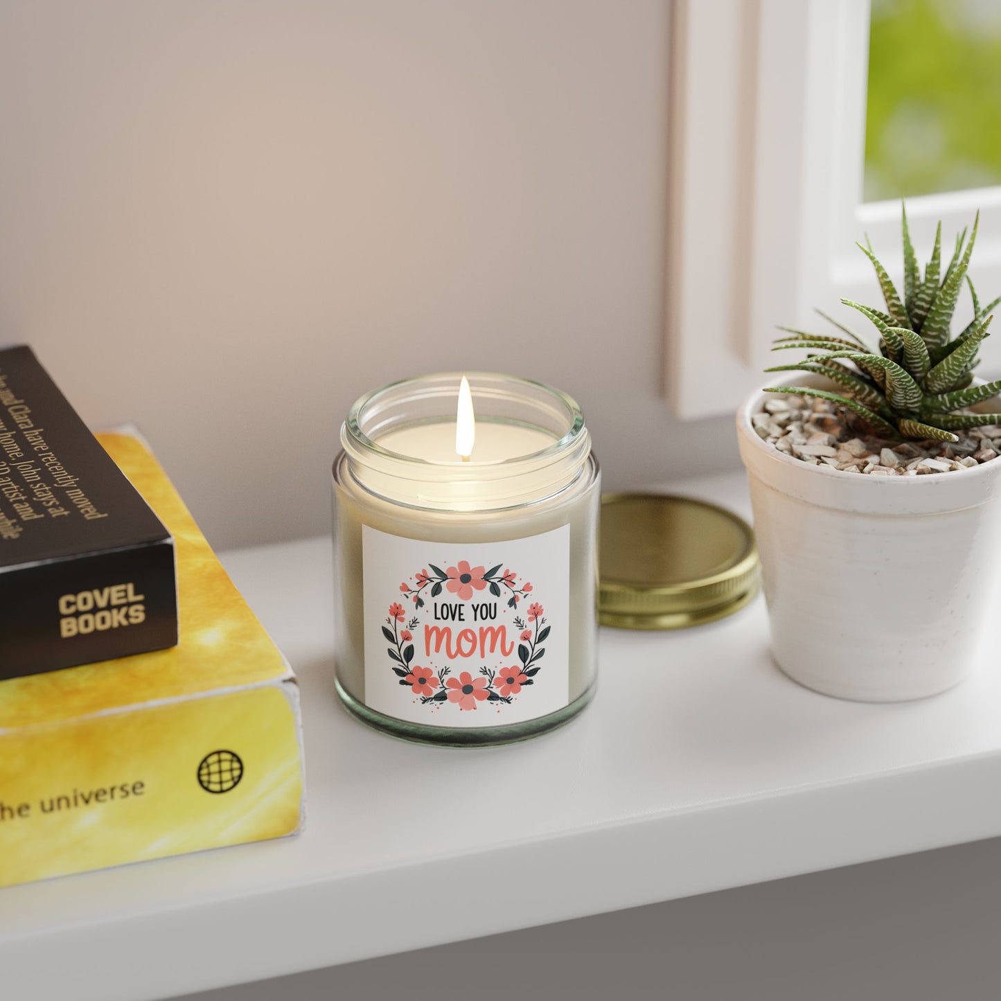 Love You Mom Scented Candle - Coconut Apricot Wax (4oz, 9oz) gift for mother's day
