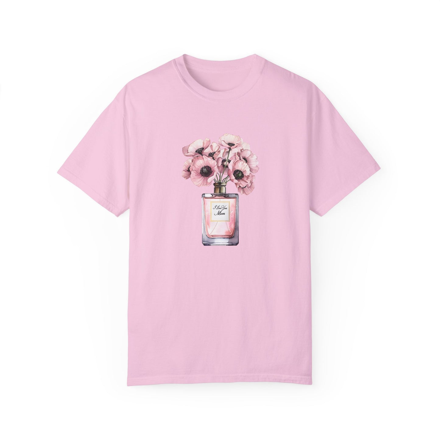 Floral Bouquet T-Shirt with I Love You Mom- Perfect for Moms, Cozy Casual Wear, Gift for Mother's Day, Spring Fashion, Botanical Tee