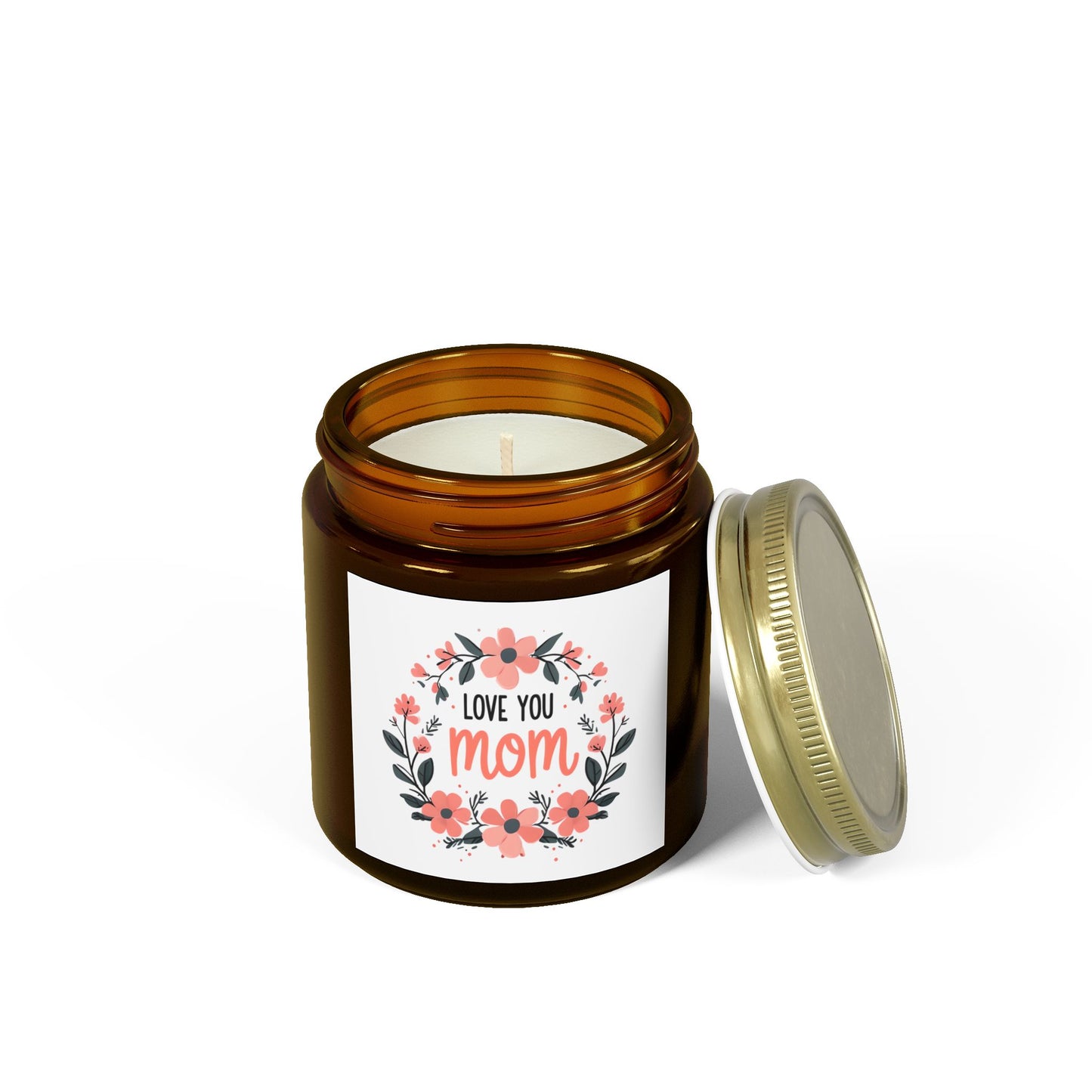 Love You Mom Scented Candle - Coconut Apricot Wax (4oz, 9oz) gift for mother's day