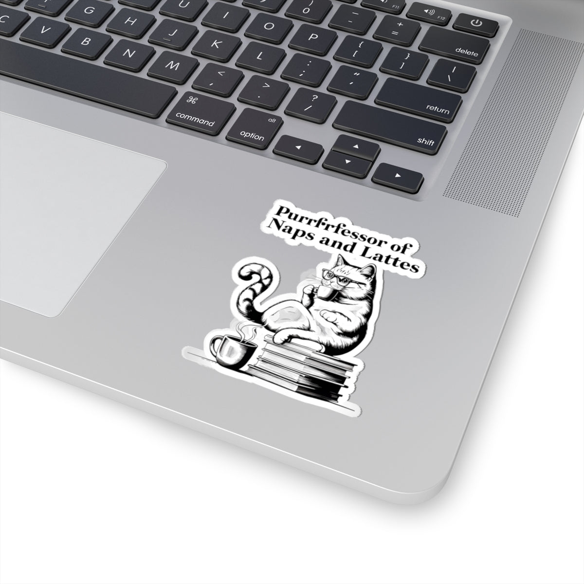 Cat and books, Cat with Glasses Kiss-Cut Stickers, Professor of Napes and Lattes Mug Decal, Book Lover Gift, Coffee Addict Decal, Laptop Sticker, Cute