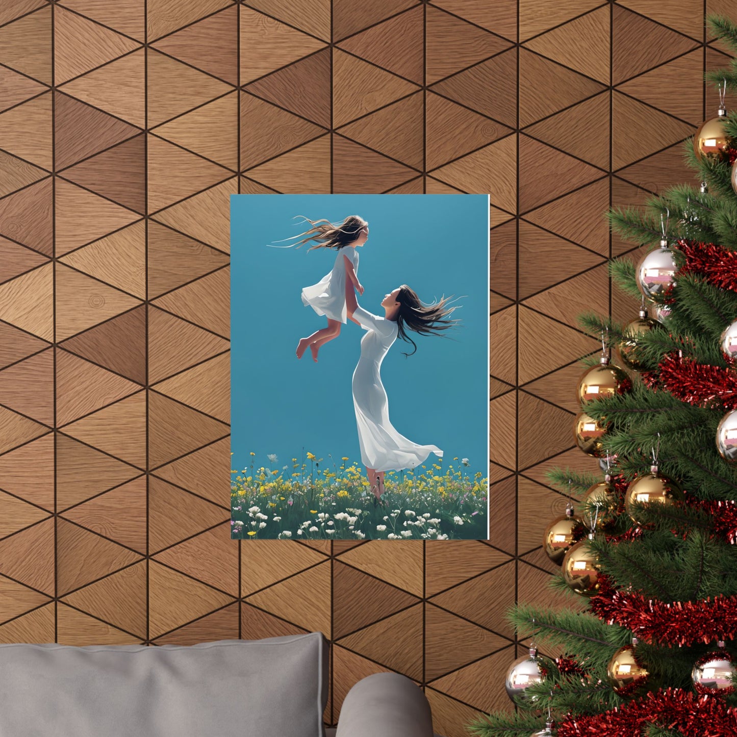 Dreamy Mother-Daughter Vertical Poster - Mother's Day Gift, Home Decor, Nursery Art, Emotional Wall Decor, Matte Poster