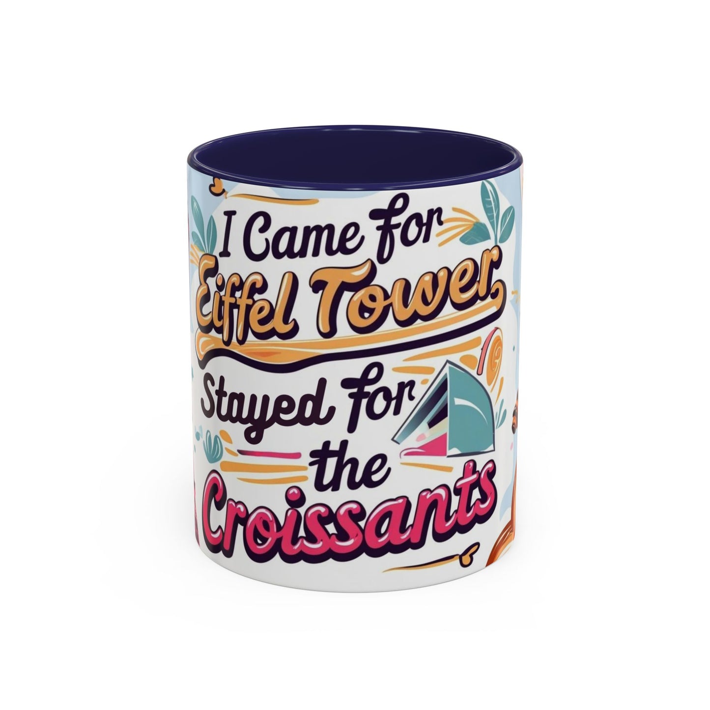 Coffee Mug, Parisian Inspired Quote, Eiffel Tower and Croissants Phrase, French Lover Gift, Travel Souvenir, Paris Vacation Memories Mug,