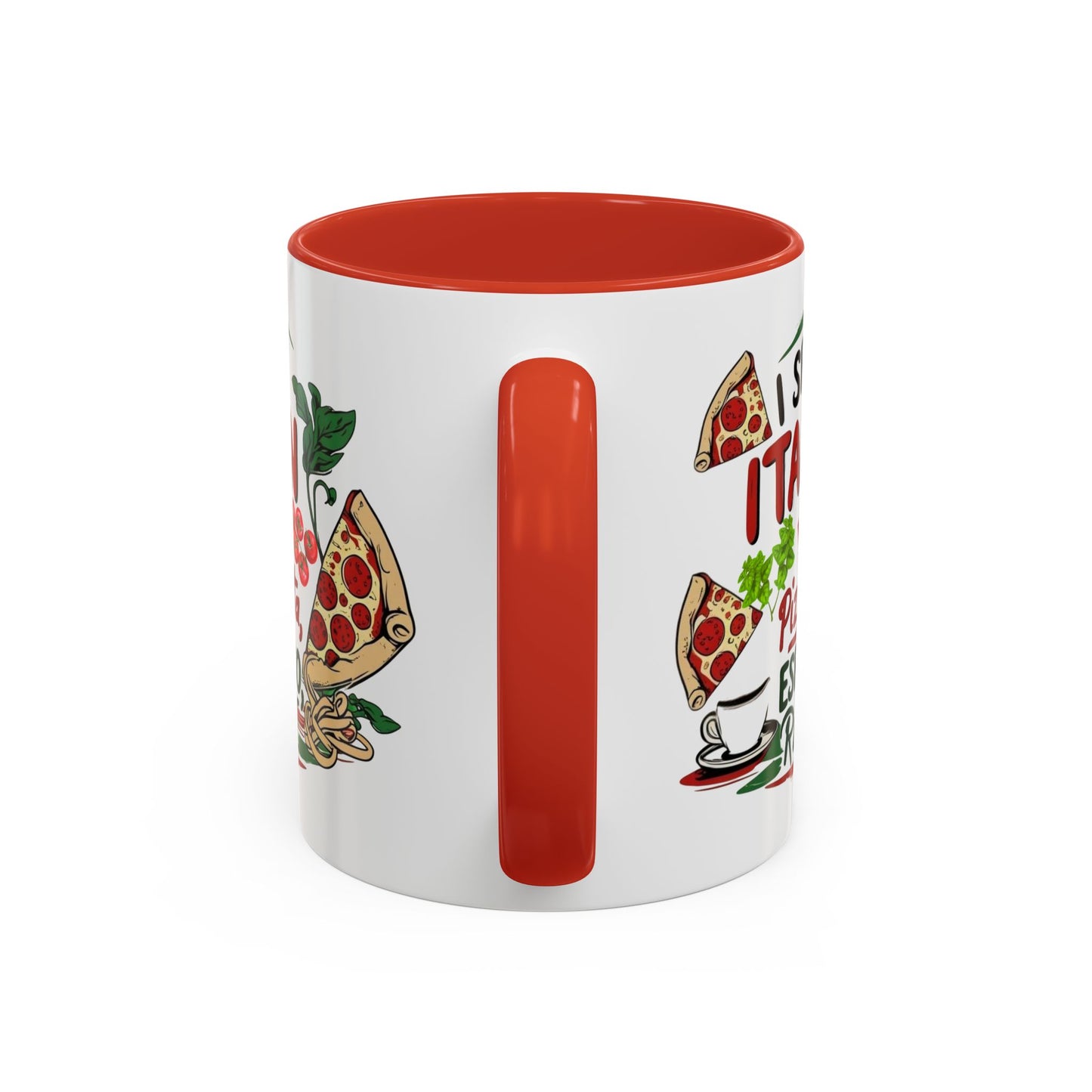 Coffee Mug, Italian Food Lover Gift, Funny Coffee Cup, Kitchen Decor, Espresso Repeat Design, 11oz 15oz Tea Cup, Pizza Pasta Mug, Tomato