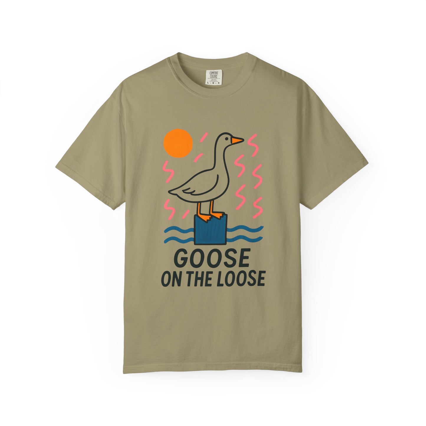 Fun Colors Loose Goose Unisex Garment-Dyed T-shirt, Funny Animal Tee, Casual Top, Vibrant Geese Shirt, Colorful Bird Apparel