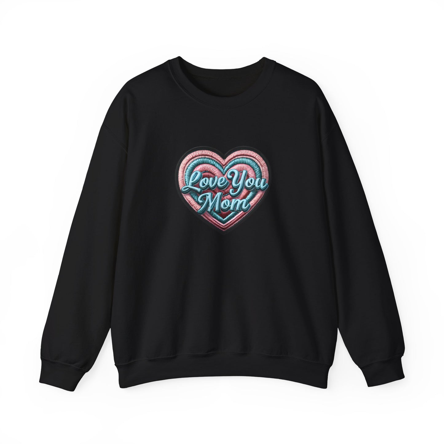 Love You Mom Crewneck Sweatshirt, Mother's Day Gift, Heart Design Pullover, Cozy Gift for Mom, Unisex Crewneck