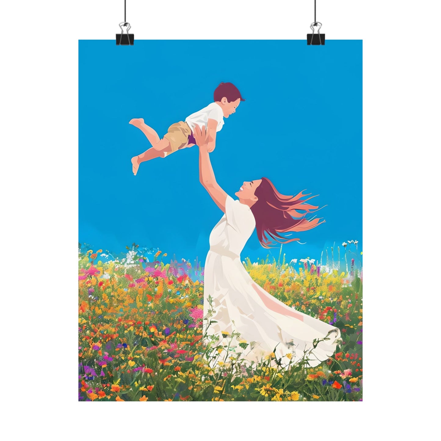 Matte Vertical Poster - Joyful Mother & Son - Celebrating Love & Family