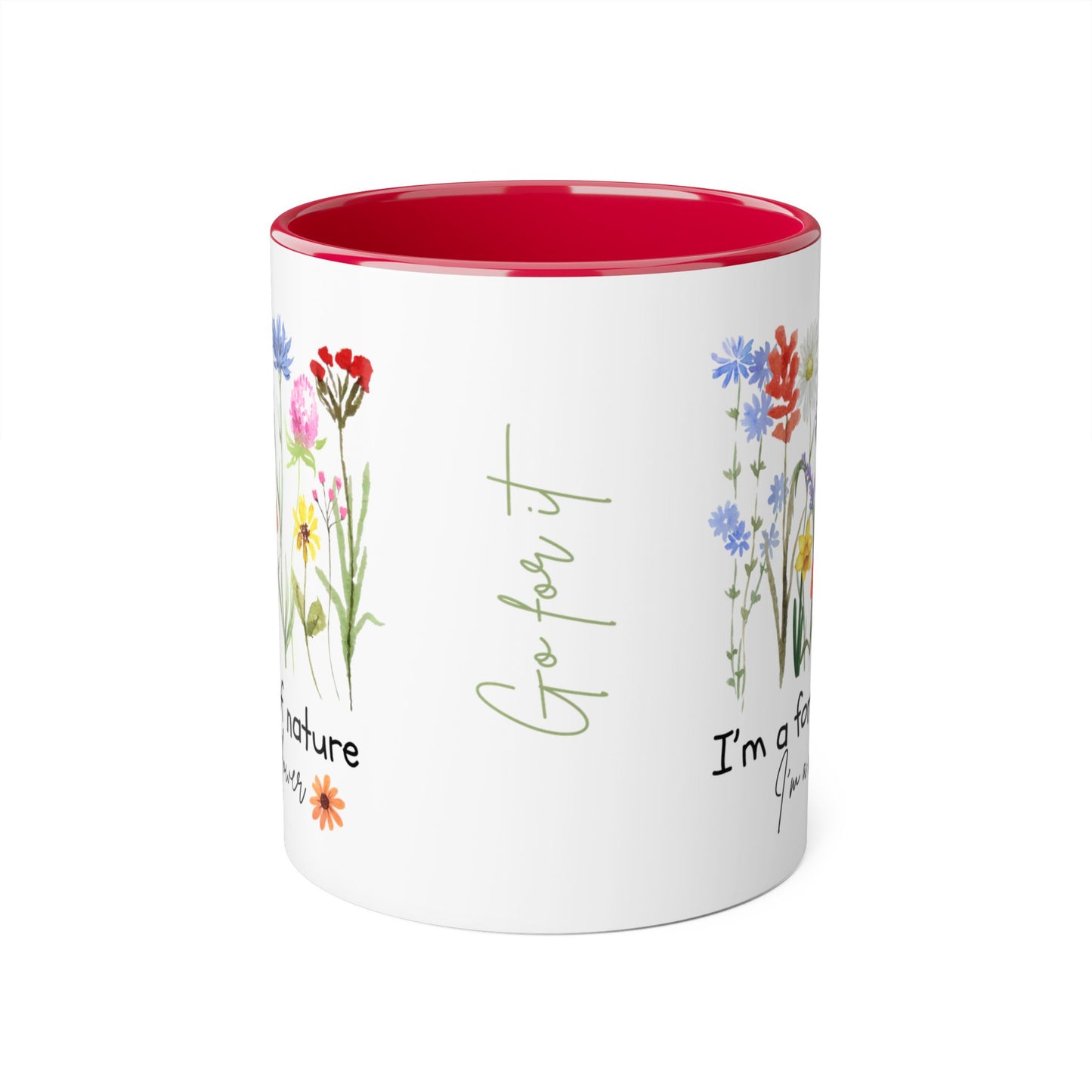 Wild Flower Accent Mug - Beautiful Floral Design with Inspirational Quote, Nature Lover Gift, 11oz Coffee Cup, Botanical Tea Mug, Gift for