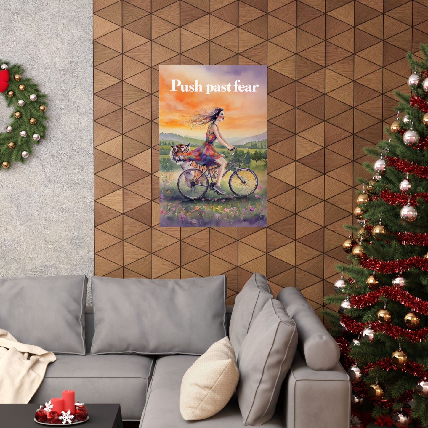 Inspirational Matte Poster: "Push Past Fear" Art Print, Motivational Wall Decor, Room Aesthetic, Gift for Her, Unique Home Decoration
