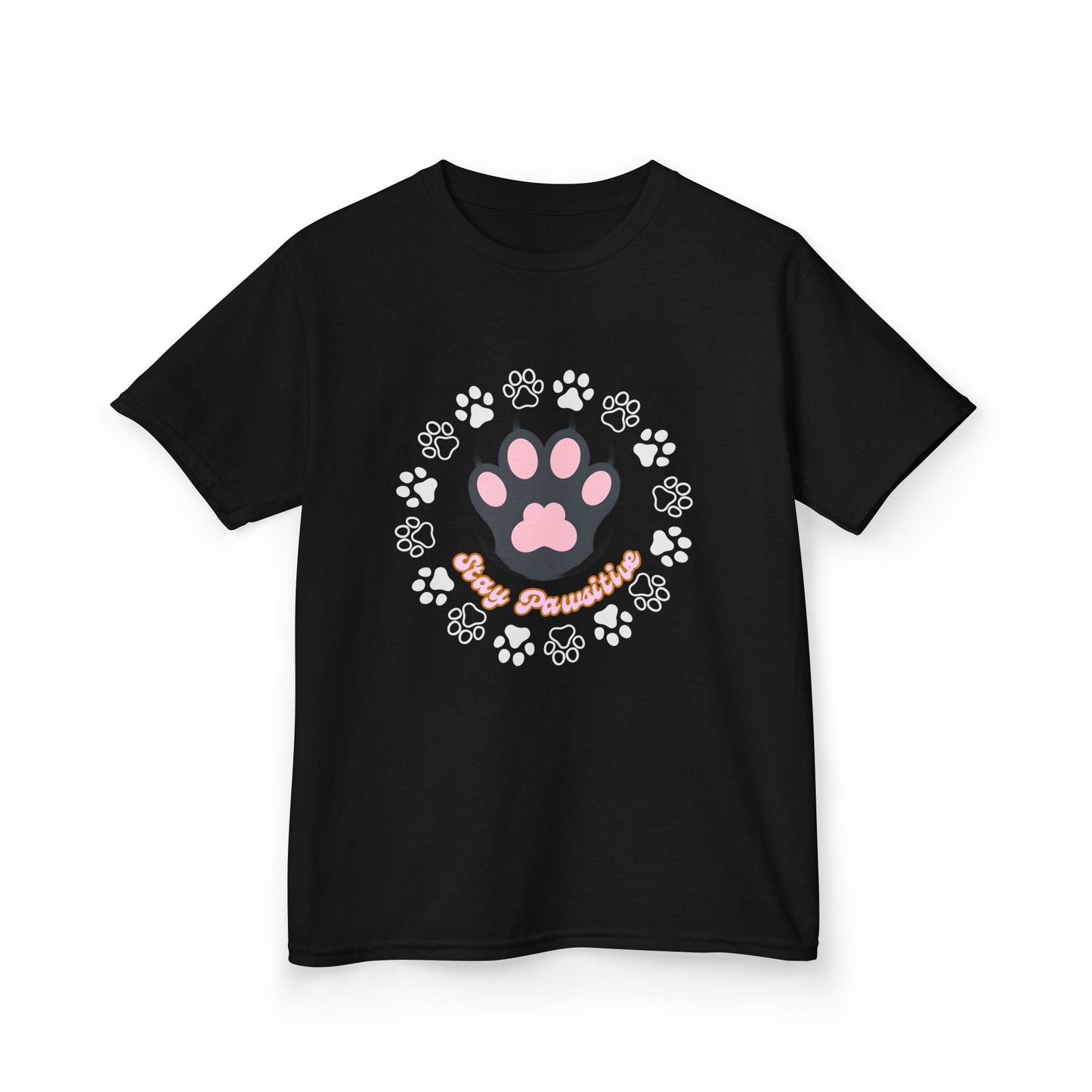 Stay Pawsitive Kids Tee - Cute Pet Lover Shirt, Gifts for Animal Lovers, Kids Cotton Tee for Birthdays, Dog Lovers Tee, Fun Pet Apparel