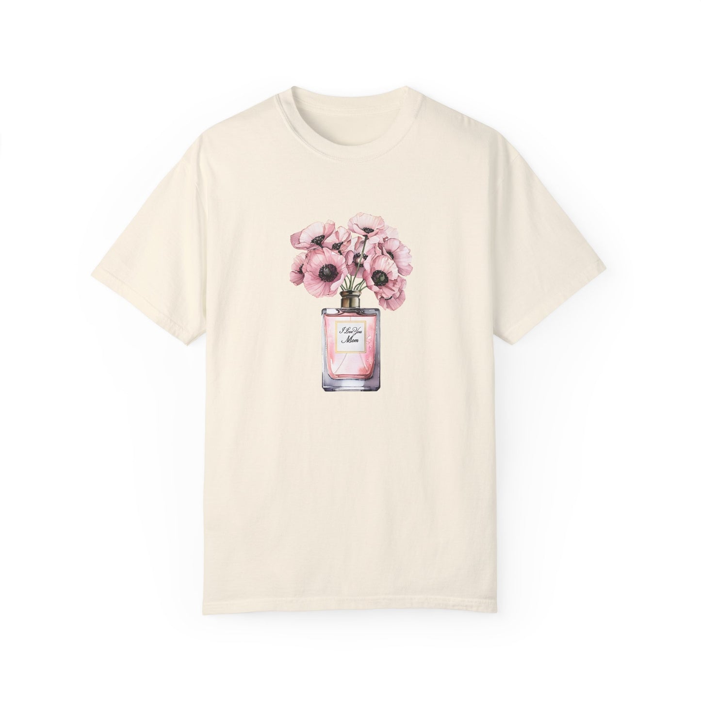 Floral Bouquet T-Shirt with I Love You Mom- Perfect for Moms, Cozy Casual Wear, Gift for Mother's Day, Spring Fashion, Botanical Tee