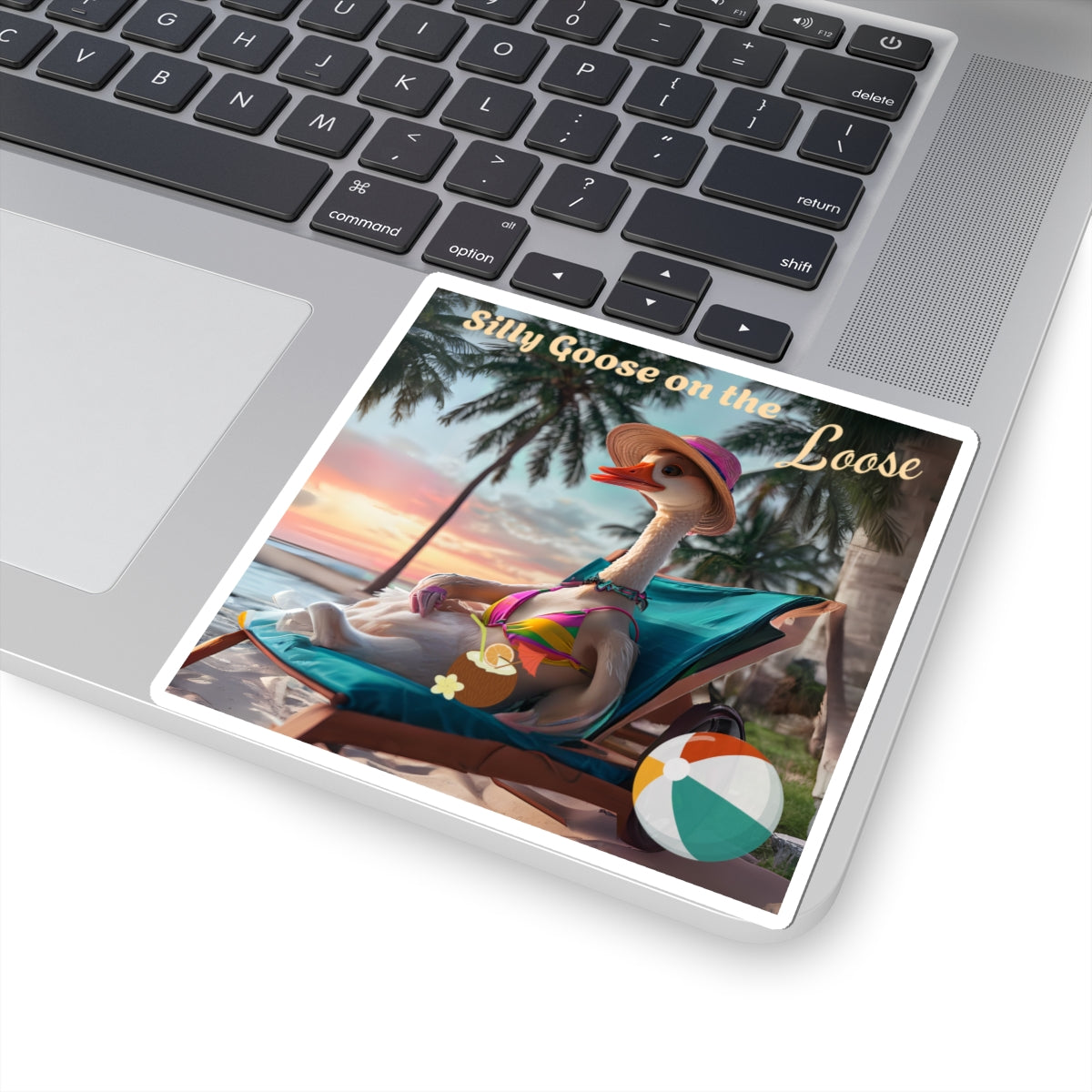 Silly Goose Kiss-Cut Stickers, Tropical Beach Bikini Relaxing, Fun Animal Decals, Waterproof Vinyl Die-Cut, Laptop Decals, Planner Stickers