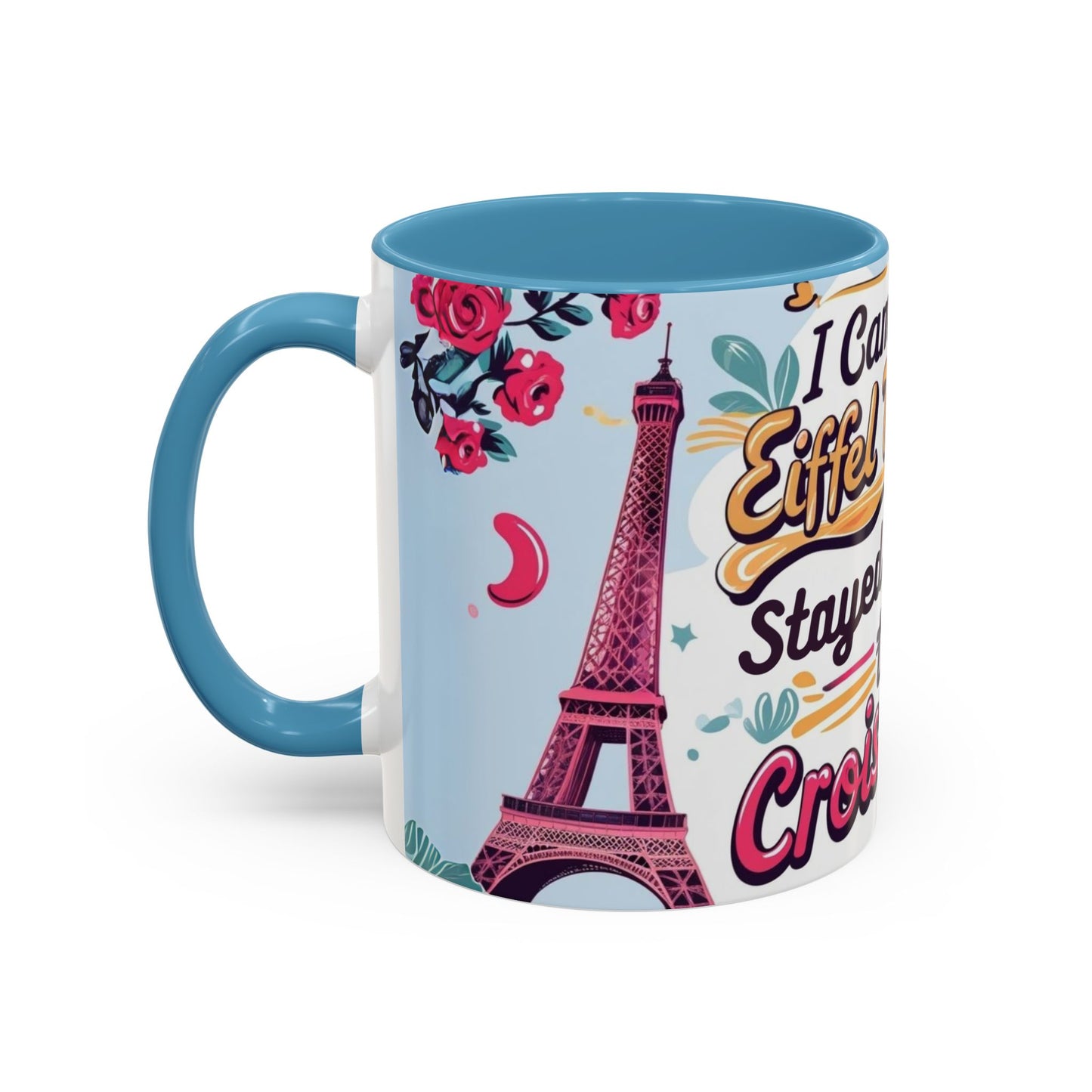 Coffee Mug, Parisian Inspired Quote, Eiffel Tower and Croissants Phrase, French Lover Gift, Travel Souvenir, Paris Vacation Memories Mug,