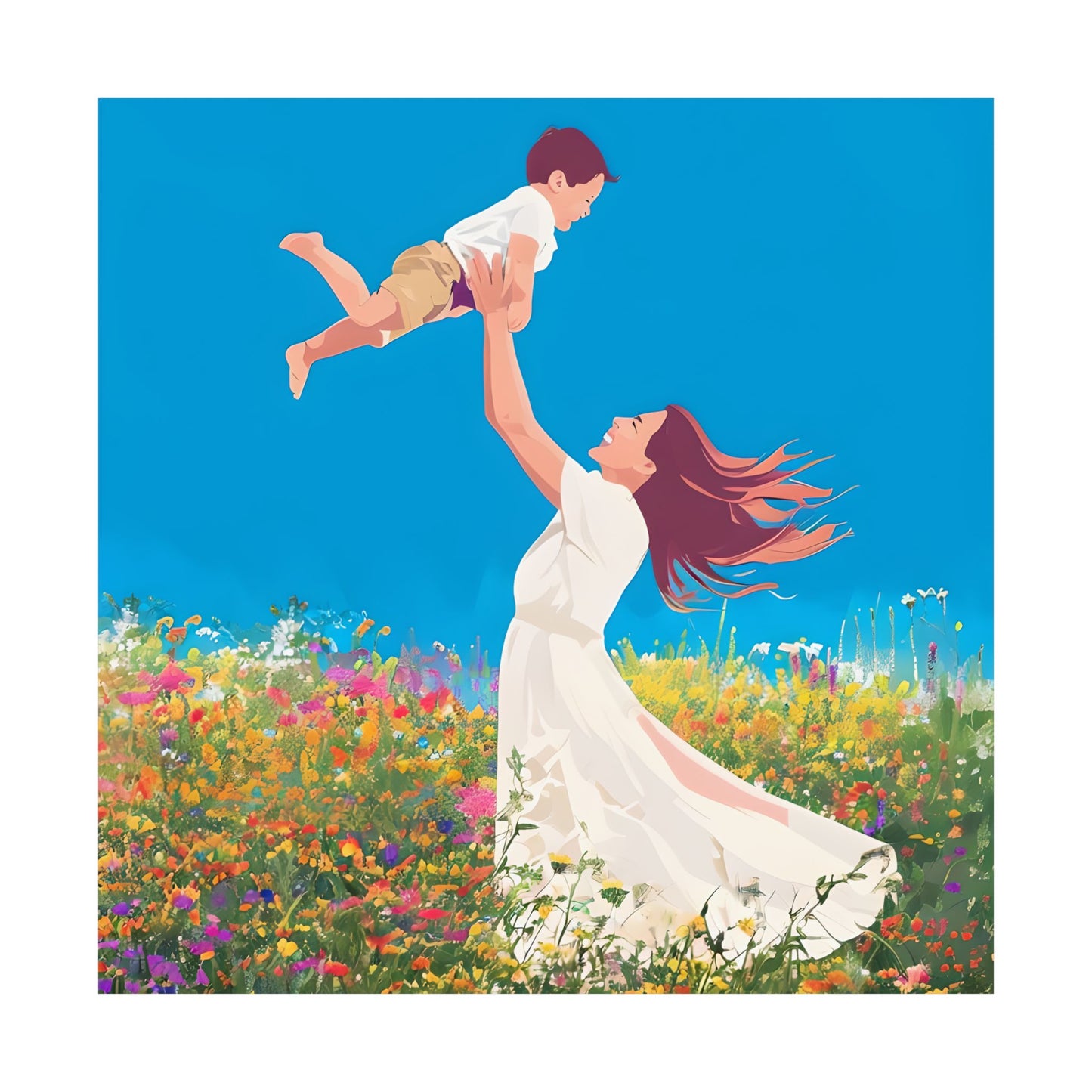 Matte Vertical Poster - Joyful Mother & Son - Celebrating Love & Family