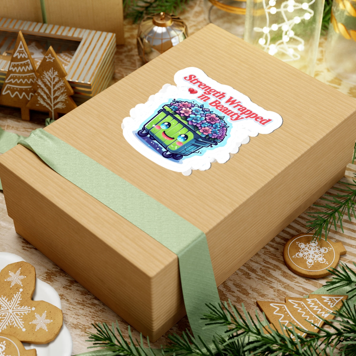 Cute Flower Cart Kiss-Cut Stickers | Strength Wrapped in Beauty | Decor, Party Favors, Gifts, Planner Accents, Scrapbooking