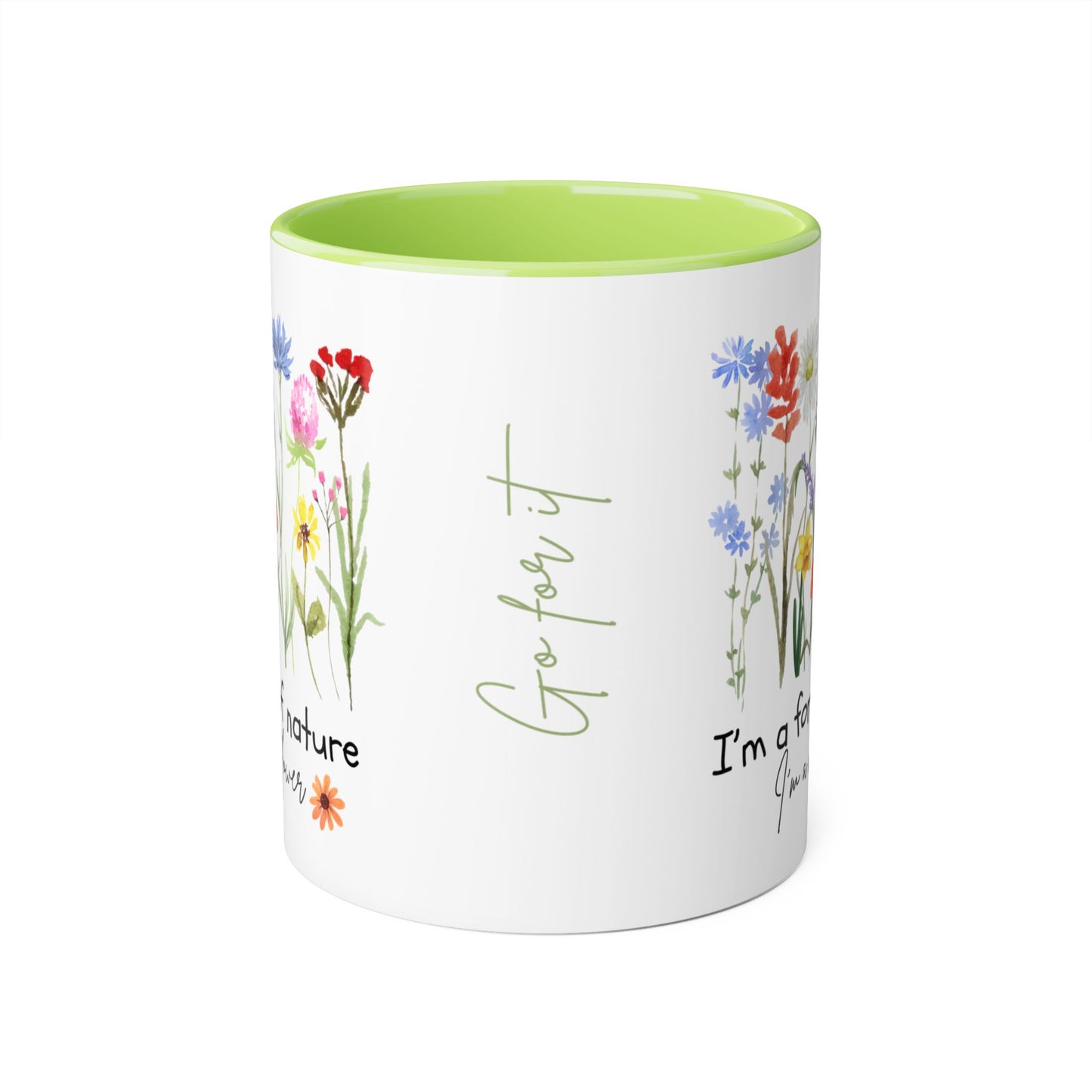 Wild Flower Accent Mug - Beautiful Floral Design with Inspirational Quote, Nature Lover Gift, 11oz Coffee Cup, Botanical Tea Mug, Gift for