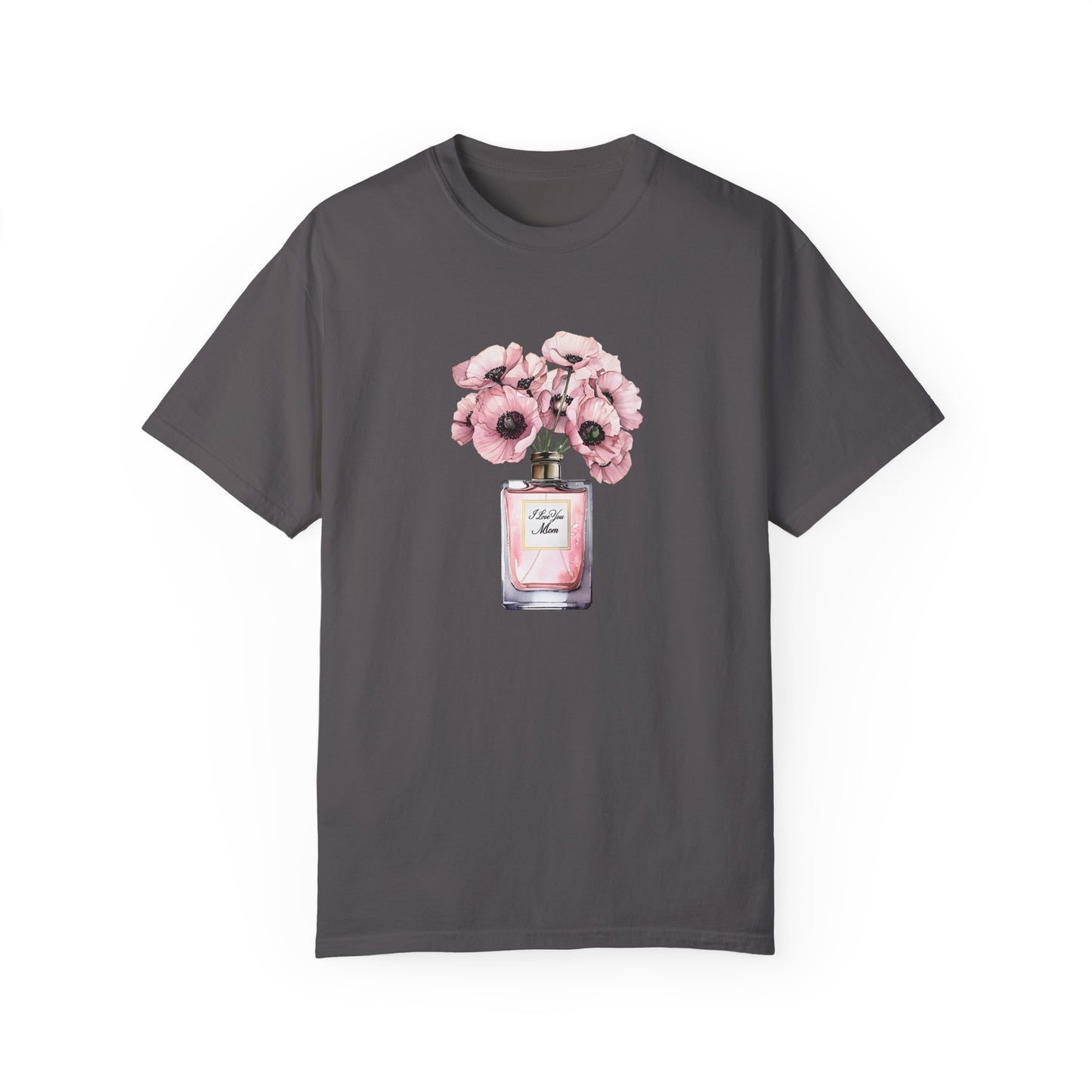 Floral Bouquet T-Shirt with I Love You Mom- Perfect for Moms, Cozy Casual Wear, Gift for Mother's Day, Spring Fashion, Botanical Tee