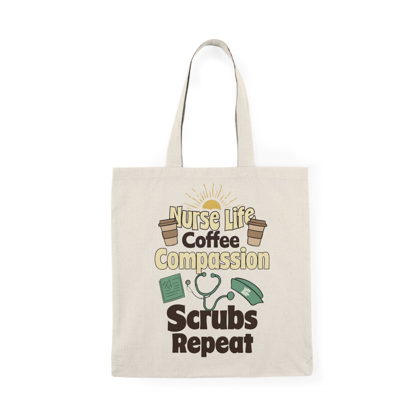Nurse Life Tote Bag, Coffee Compassion Scrubs Repeat Bag, Gift for Nurses, Reusable Shopping Tote, Hospital Tote, Eco-Friendly Bag