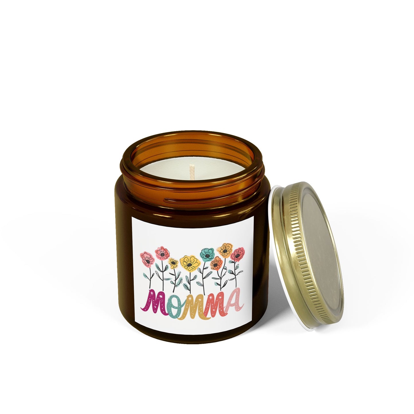 Scented Candles Momma - Coconut Apricot Wax - Floral Design - 4oz & 9oz