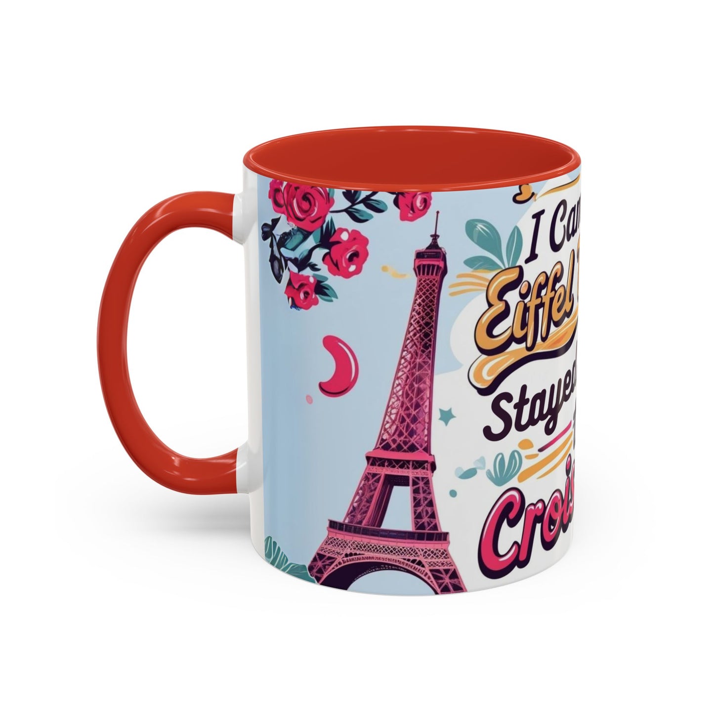 Coffee Mug, Parisian Inspired Quote, Eiffel Tower and Croissants Phrase, French Lover Gift, Travel Souvenir, Paris Vacation Memories Mug,
