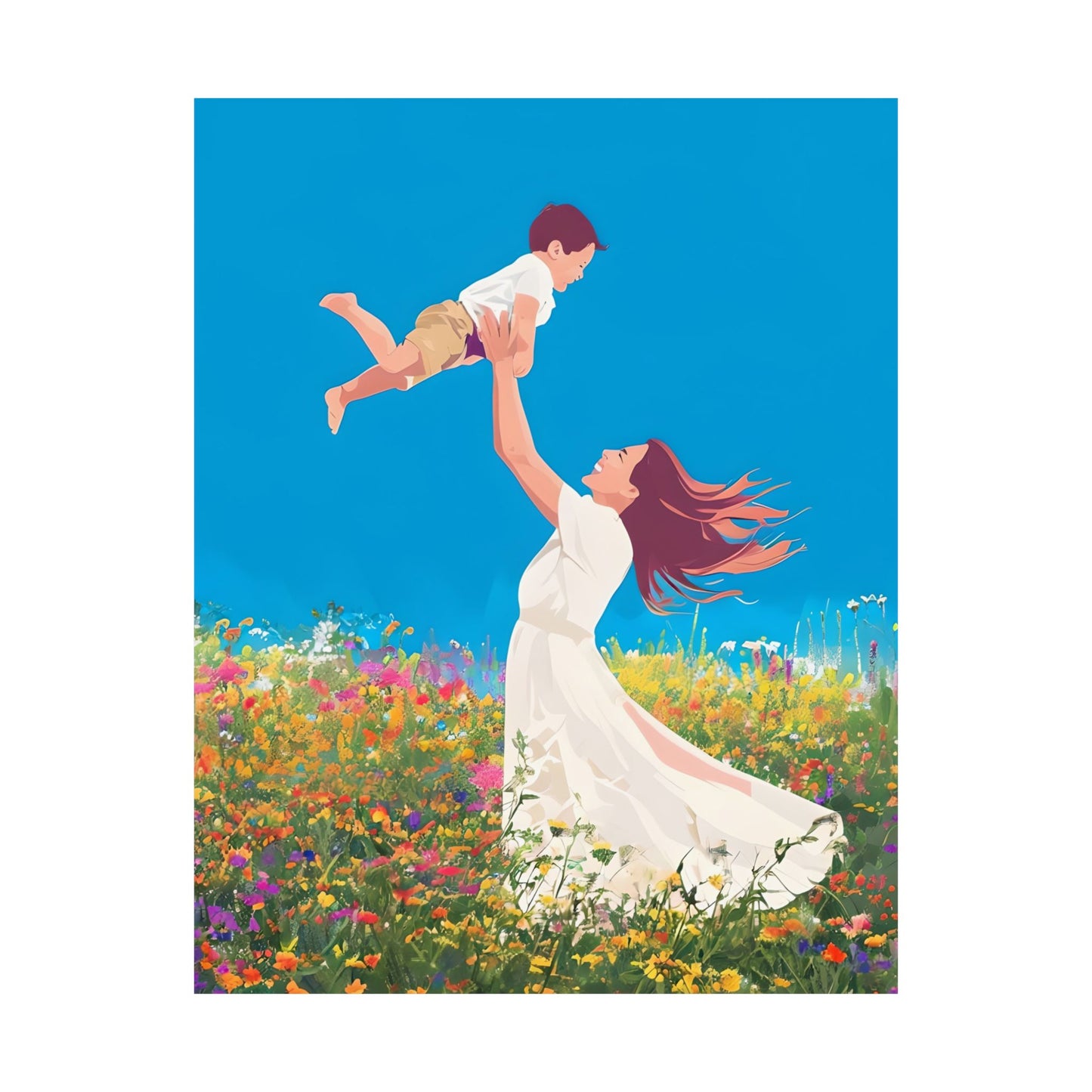 Matte Vertical Poster - Joyful Mother & Son - Celebrating Love & Family
