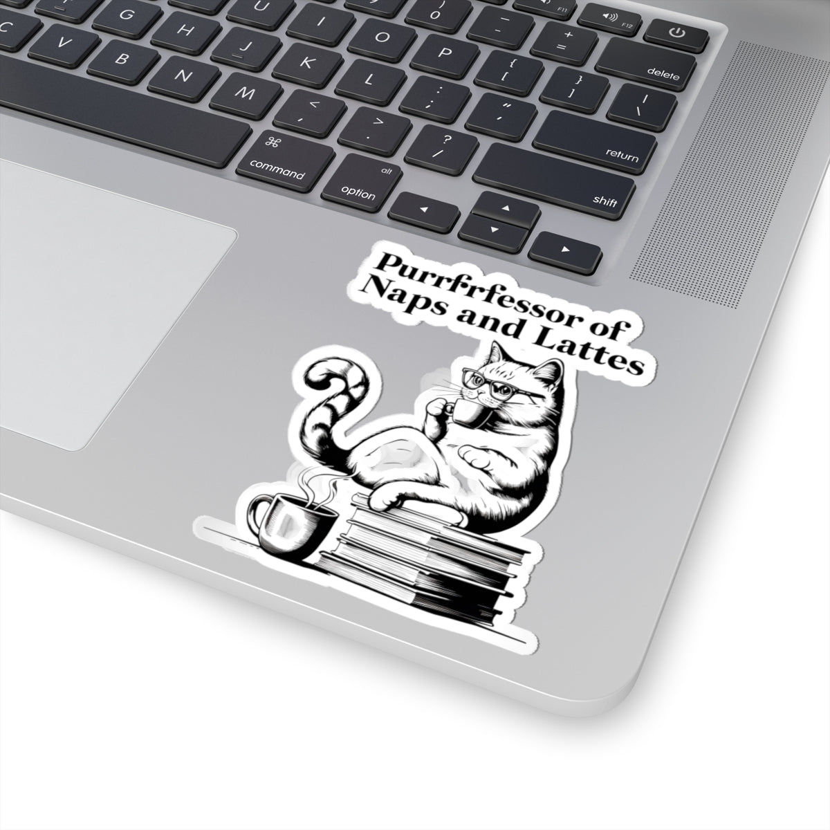 Cat and books, Cat with Glasses Kiss-Cut Stickers, Professor of Napes and Lattes Mug Decal, Book Lover Gift, Coffee Addict Decal, Laptop Sticker, Cute