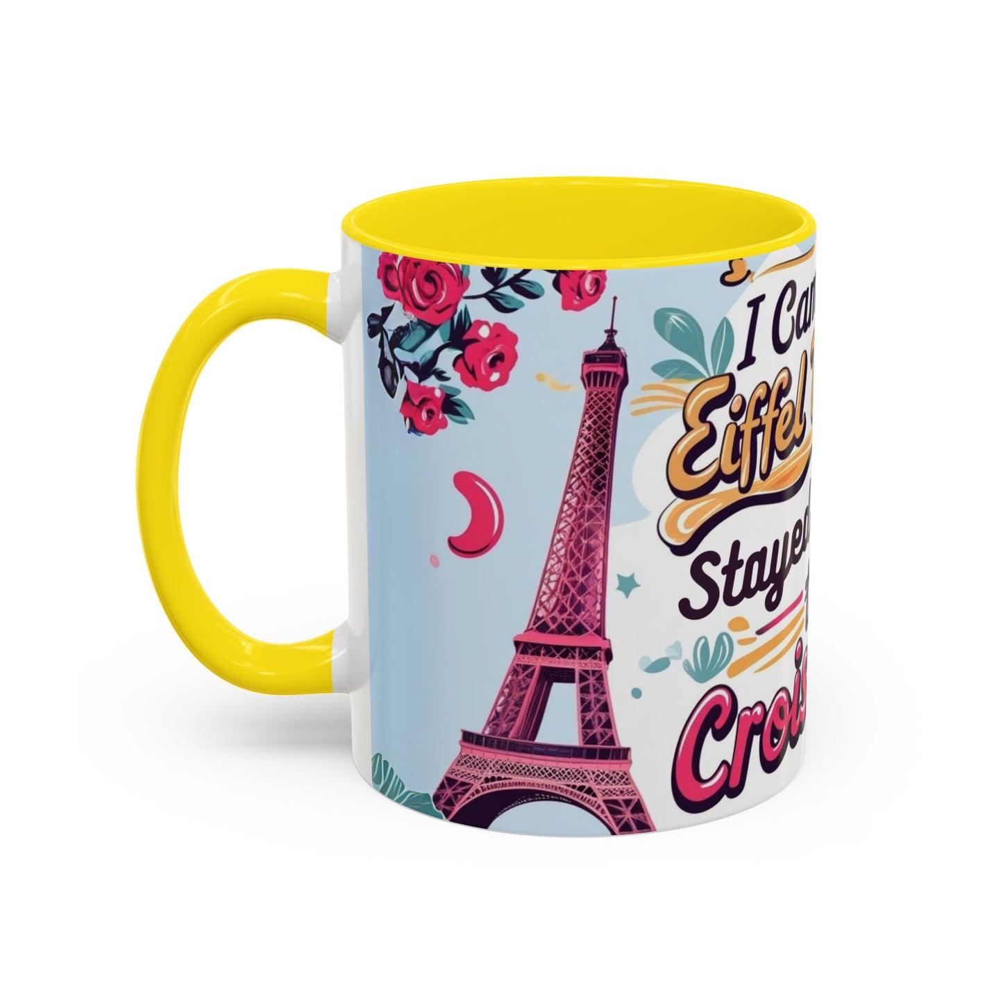 Coffee Mug, Parisian Inspired Quote, Eiffel Tower and Croissants Phrase, French Lover Gift, Travel Souvenir, Paris Vacation Memories Mug,