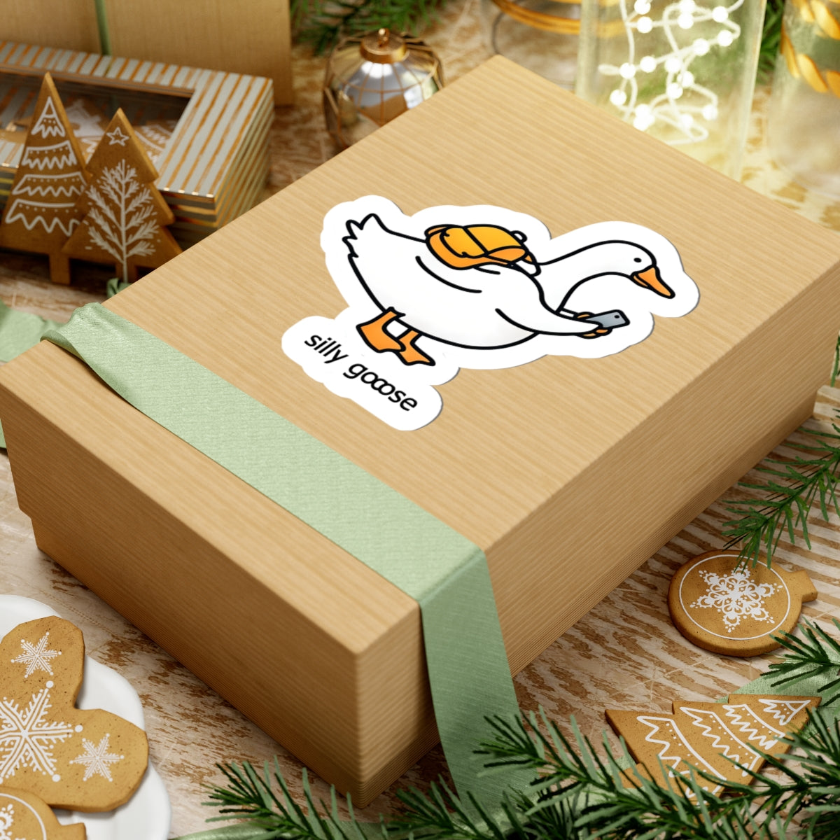 Funny Goose Kiss-Cut Stickers, Animal Lover Sticker, Silly Goose Laptop Decal, Cute Backpack Sticker, Phone Sticker