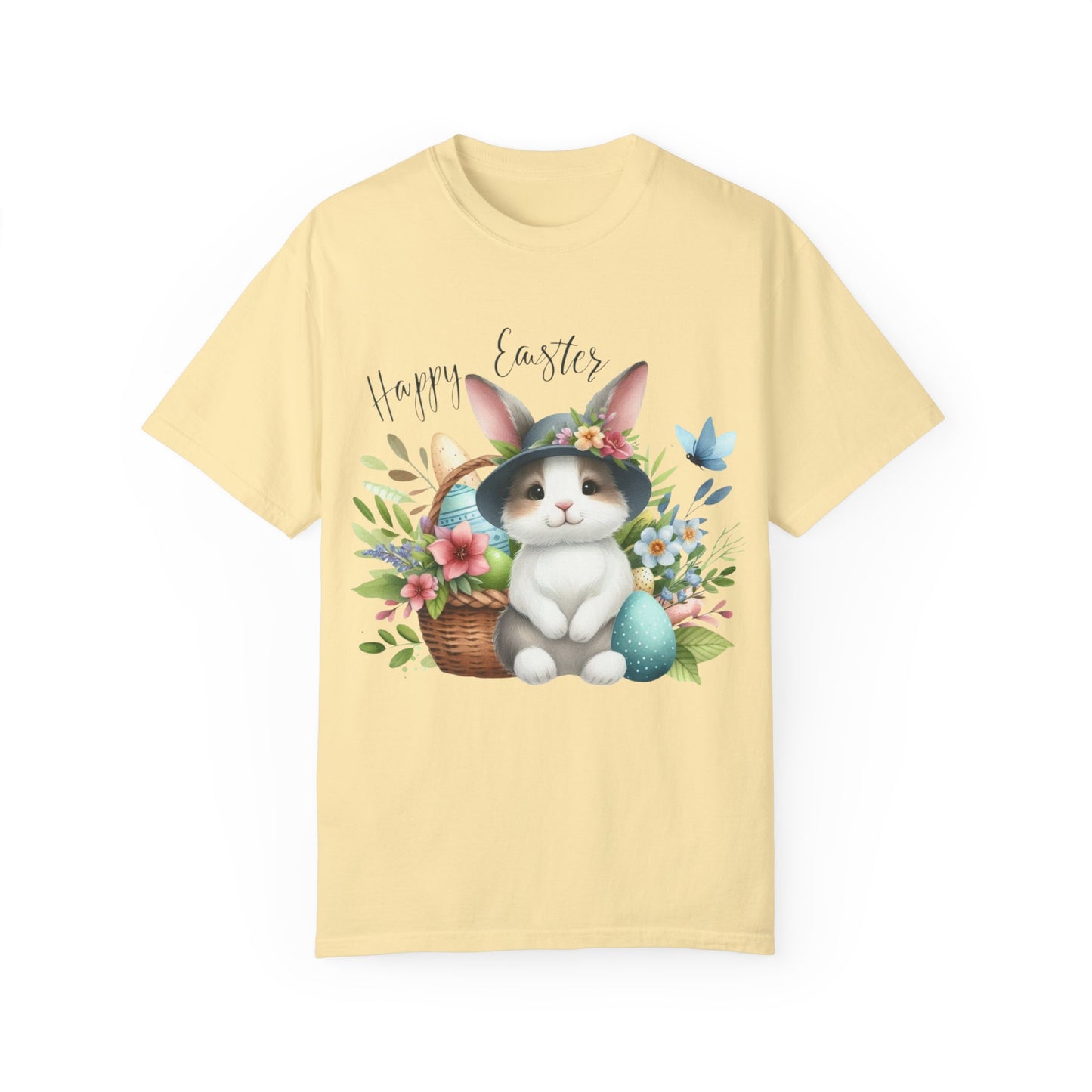 Whimsical Easter Bunny with flowers Unisex T-Shirt - Spring Celebration Tee