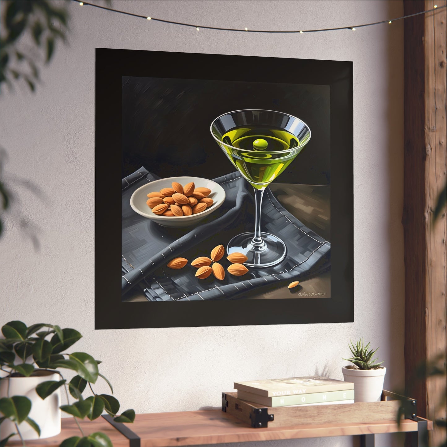Art Print - Martini Glass and Olives Oil Painting