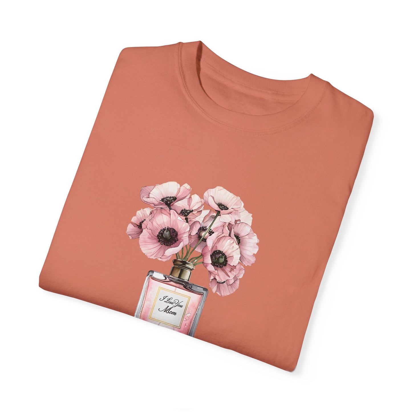 Floral Bouquet T-Shirt with I Love You Mom- Perfect for Moms, Cozy Casual Wear, Gift for Mother's Day, Spring Fashion, Botanical Tee