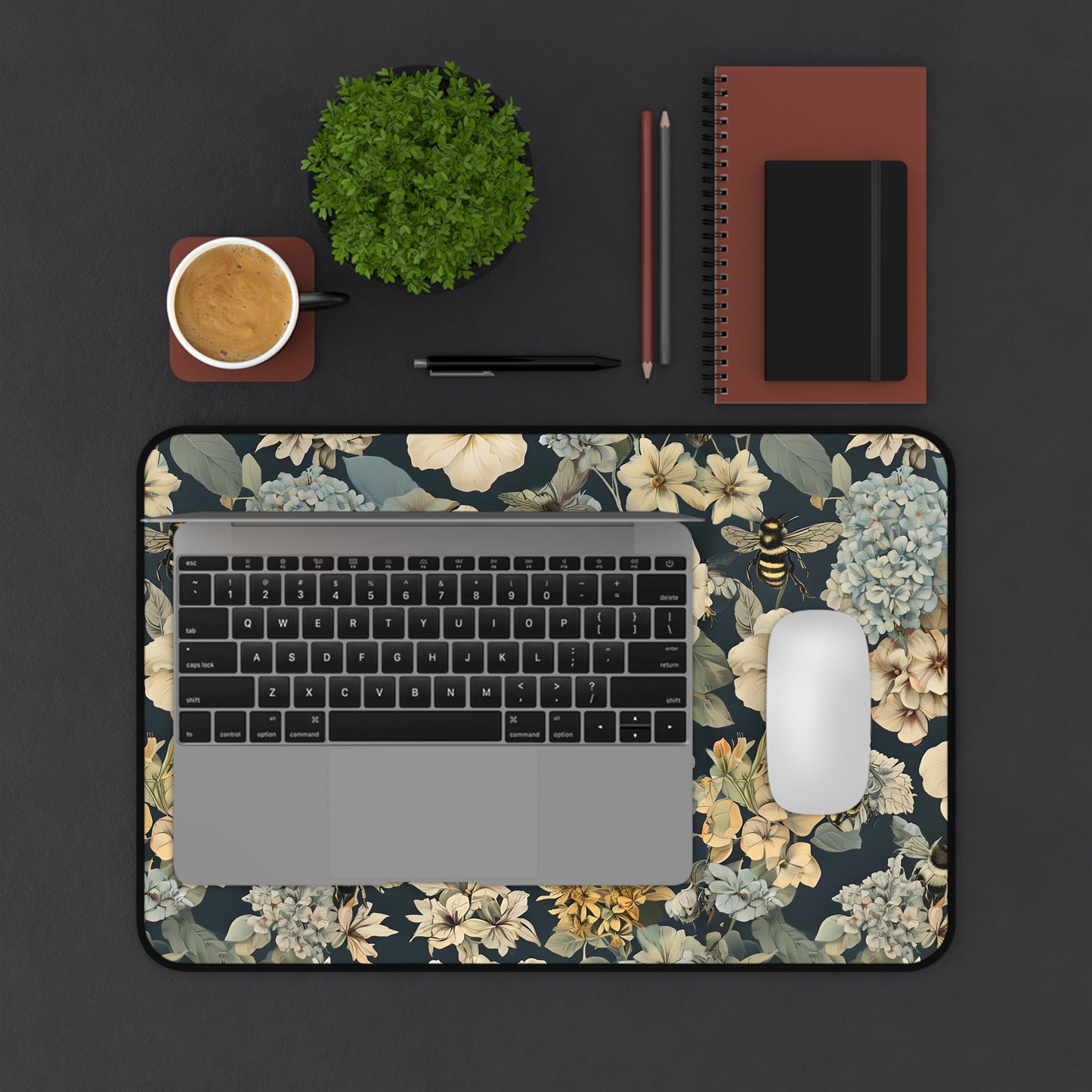Floral Desk Mat, Elegant Office Decor, Personalized Deskpad, Background for Zoom Calls, Gift for Nature Lovers