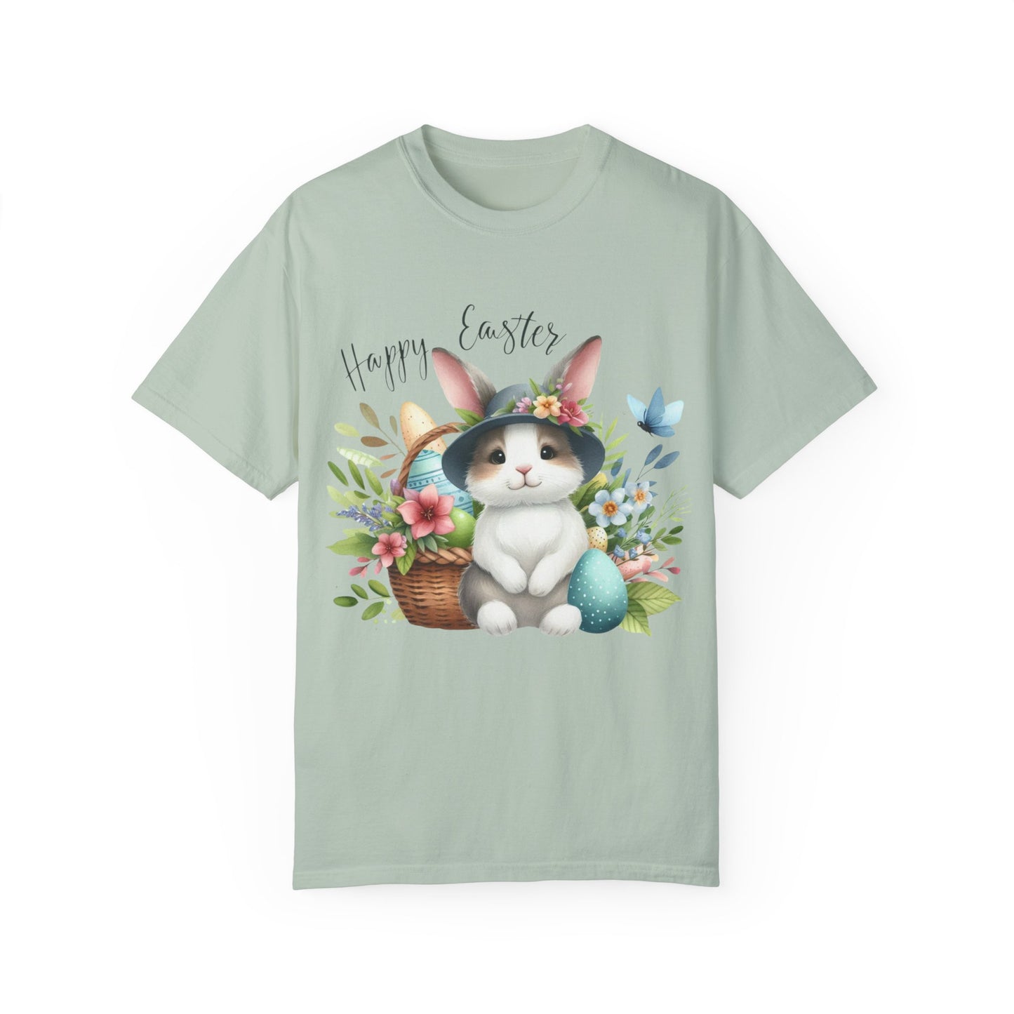 Whimsical Easter Bunny with flowers Unisex T-Shirt - Spring Celebration Tee
