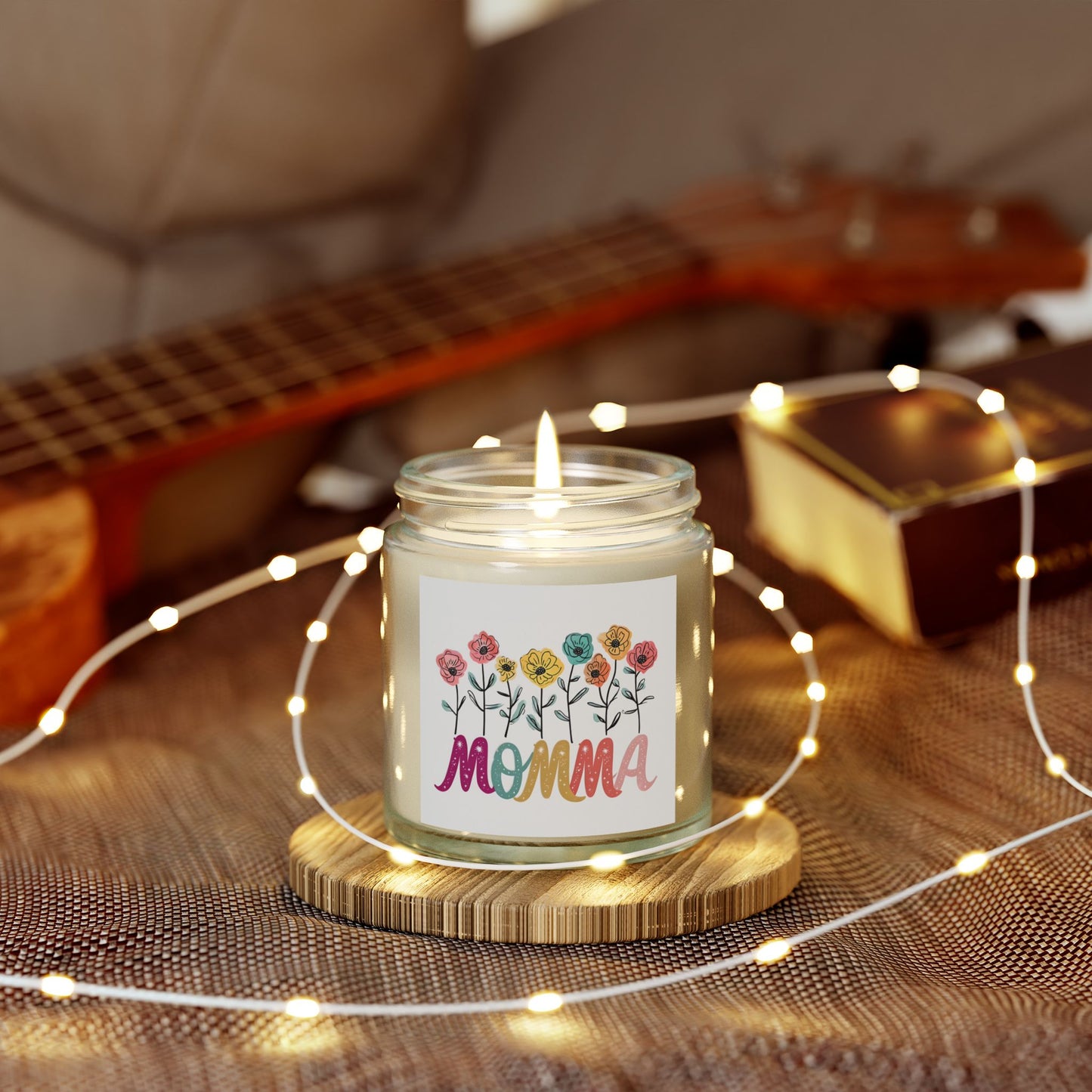 Scented Candles Momma - Coconut Apricot Wax - Floral Design - 4oz & 9oz