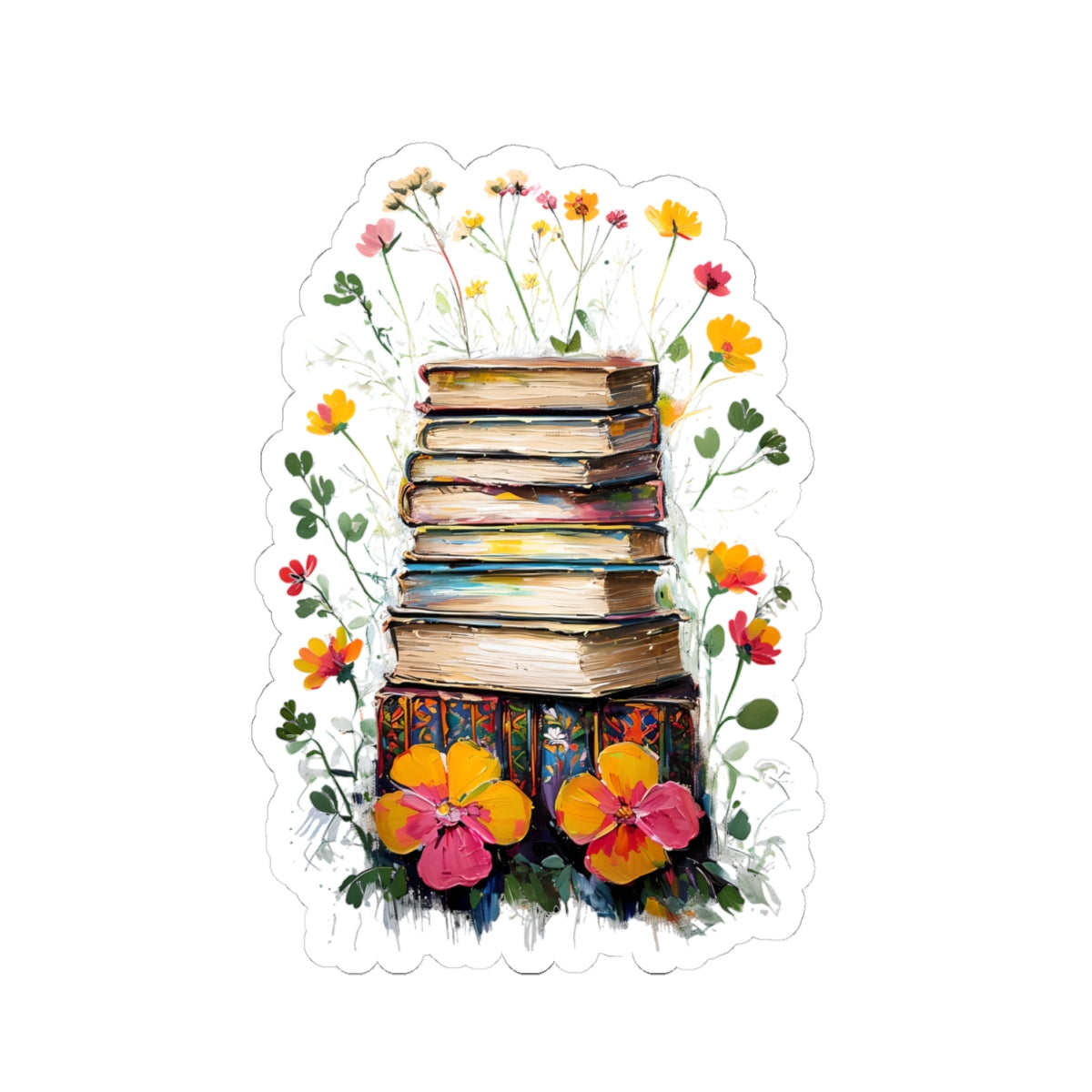 Floral Book Stack Stickers