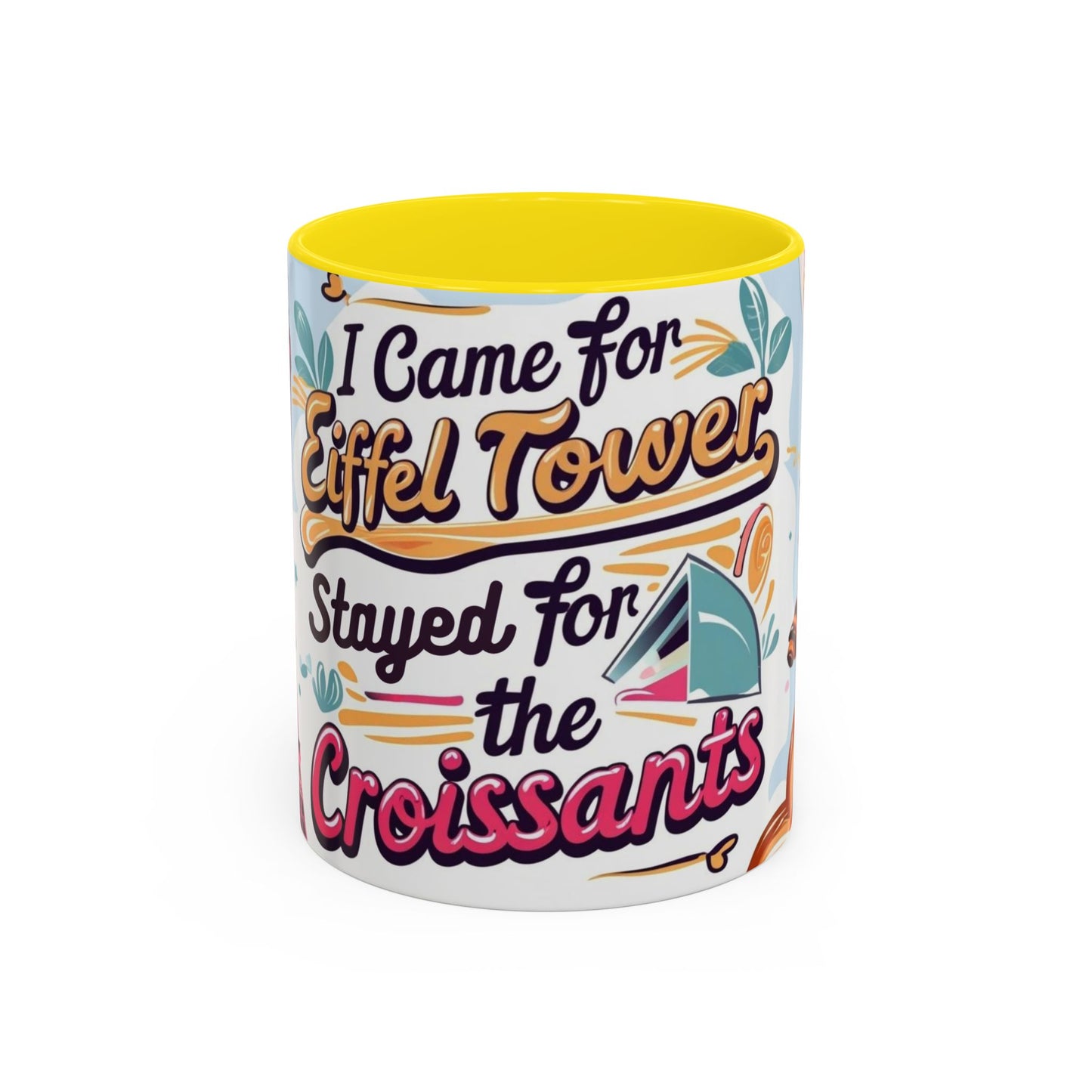Coffee Mug, Parisian Inspired Quote, Eiffel Tower and Croissants Phrase, French Lover Gift, Travel Souvenir, Paris Vacation Memories Mug,