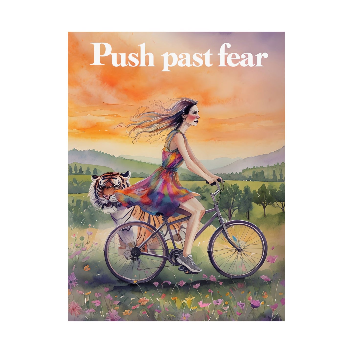 Inspirational Matte Poster: "Push Past Fear" Art Print, Motivational Wall Decor, Room Aesthetic, Gift for Her, Unique Home Decoration