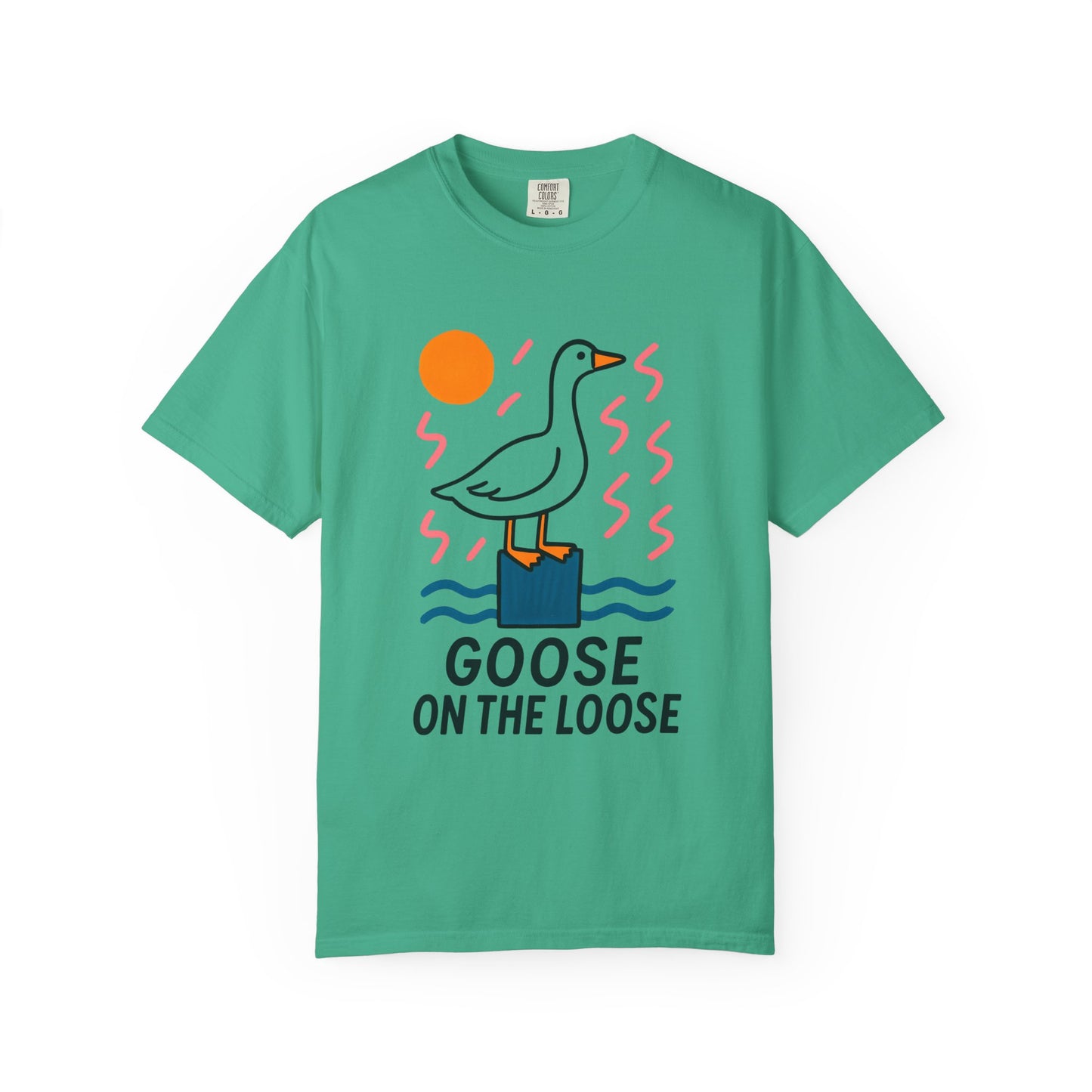 Fun Colors Loose Goose Unisex Garment-Dyed T-shirt, Funny Animal Tee, Casual Top, Vibrant Geese Shirt, Colorful Bird Apparel