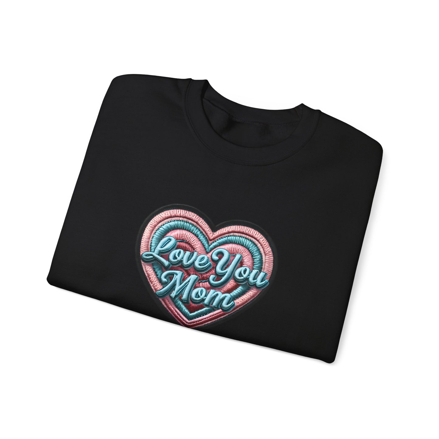 Love You Mom Crewneck Sweatshirt, Mother's Day Gift, Heart Design Pullover, Cozy Gift for Mom, Unisex Crewneck