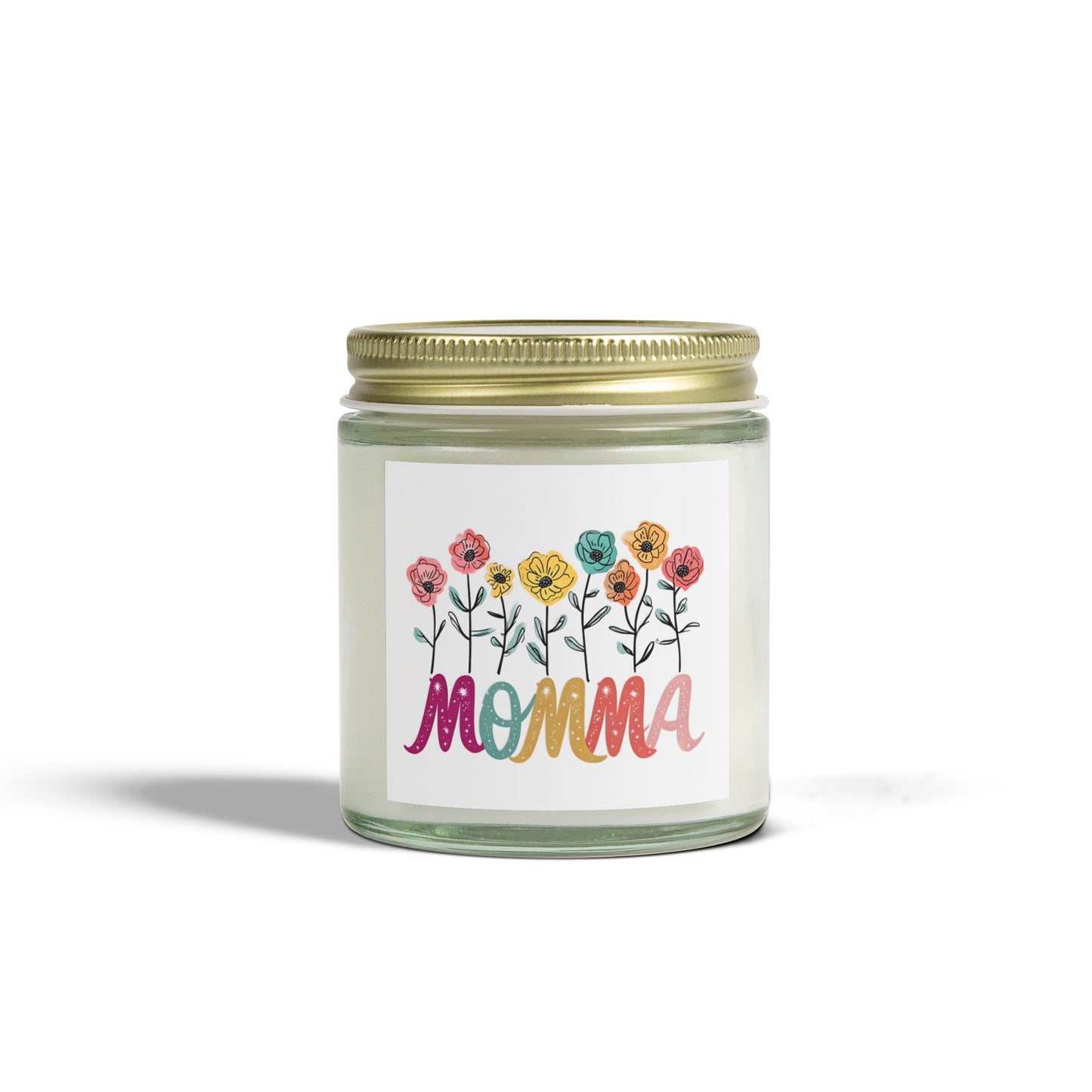Scented Candles Momma - Coconut Apricot Wax - Floral Design - 4oz & 9oz