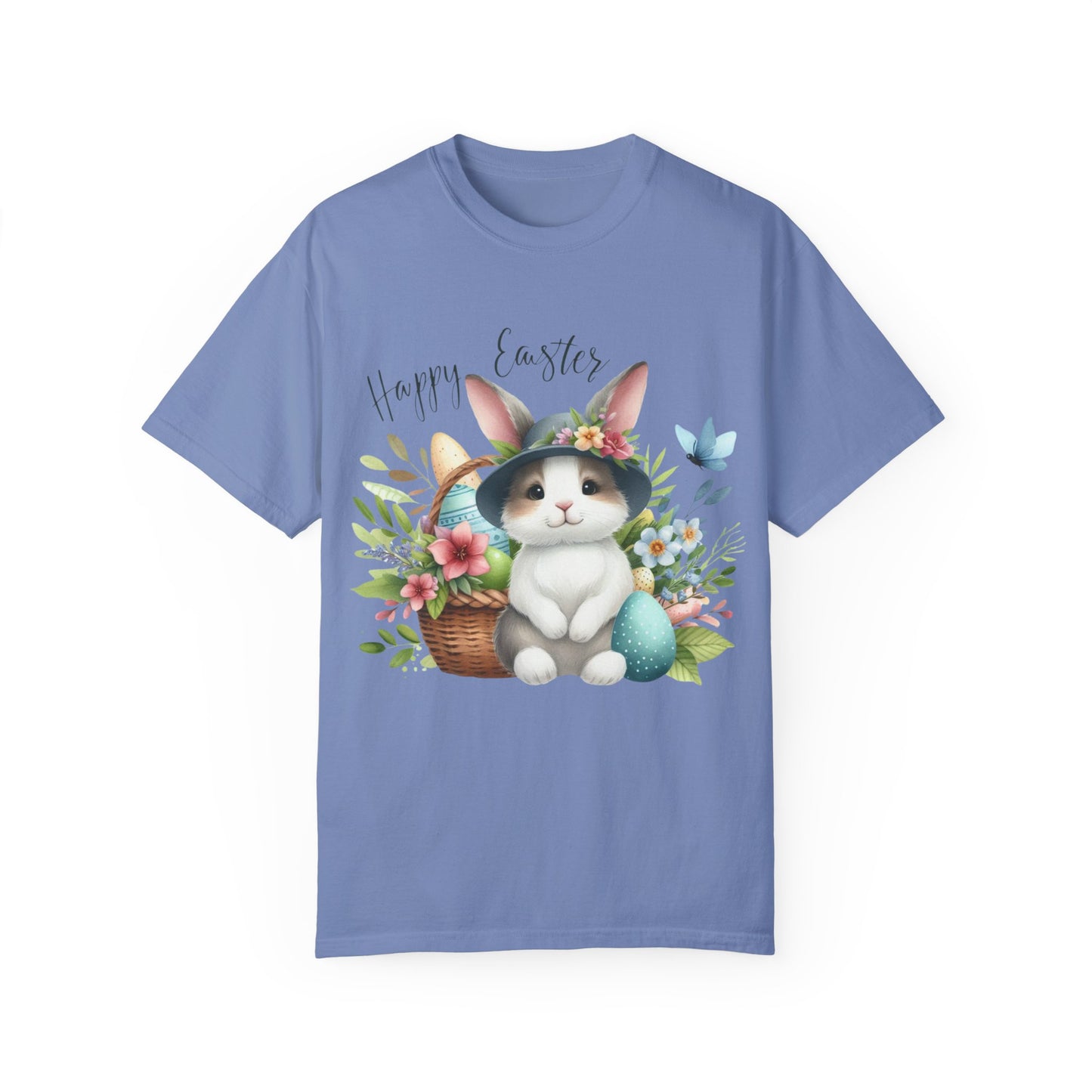 Whimsical Easter Bunny with flowers Unisex T-Shirt - Spring Celebration Tee