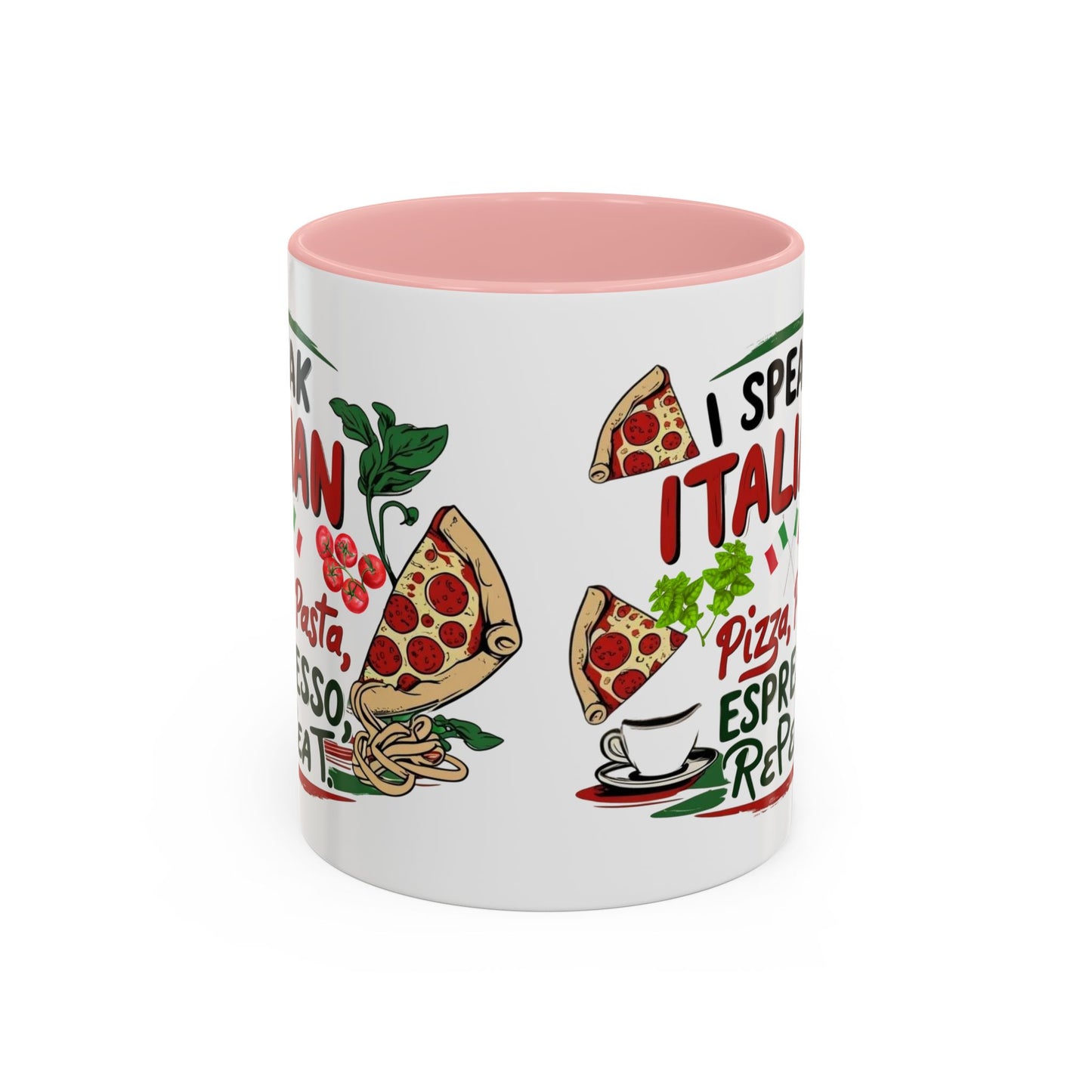 Coffee Mug, Italian Food Lover Gift, Funny Coffee Cup, Kitchen Decor, Espresso Repeat Design, 11oz 15oz Tea Cup, Pizza Pasta Mug, Tomato