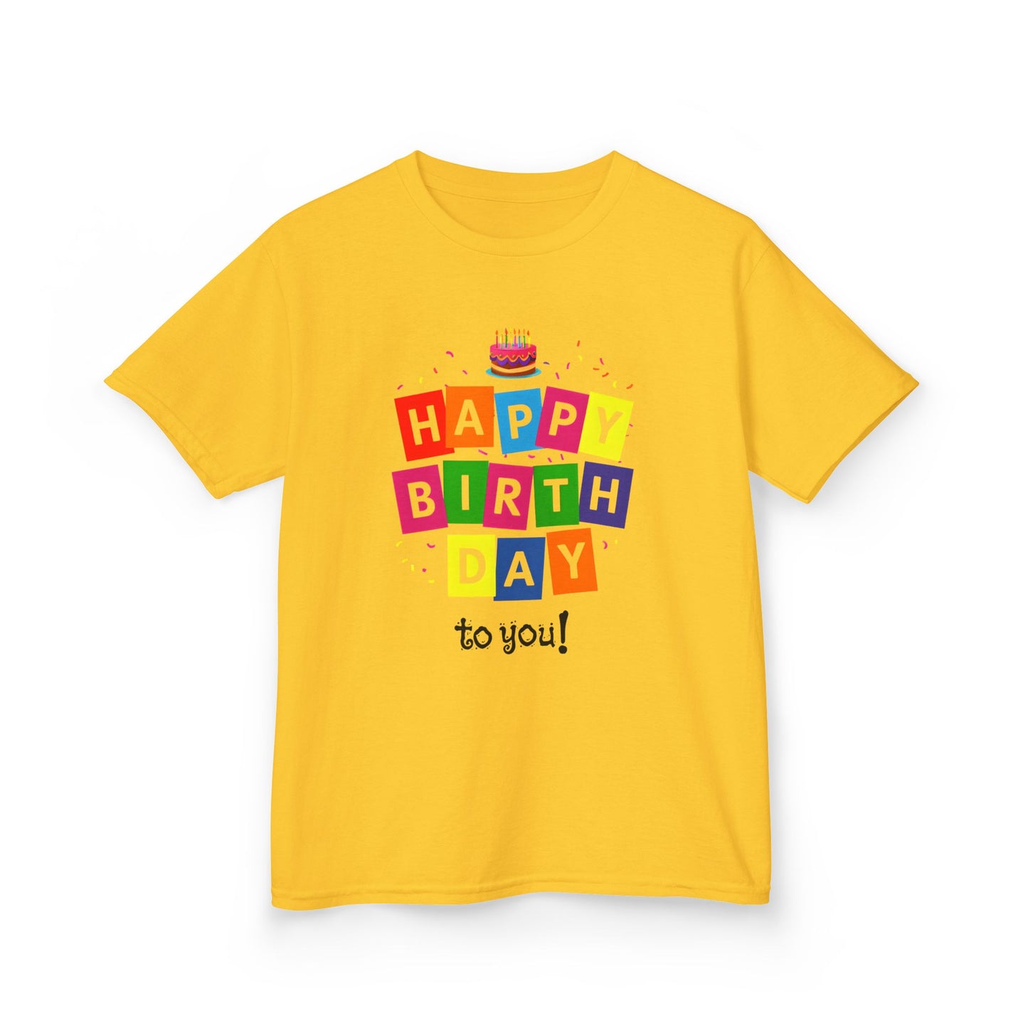 Happy Birthday Kids Tee, Colorful Party Shirt, Childrens Birthday Gift, Fun Celebration Tee, Kids Cotton T-Shirt, Birthday Celebration