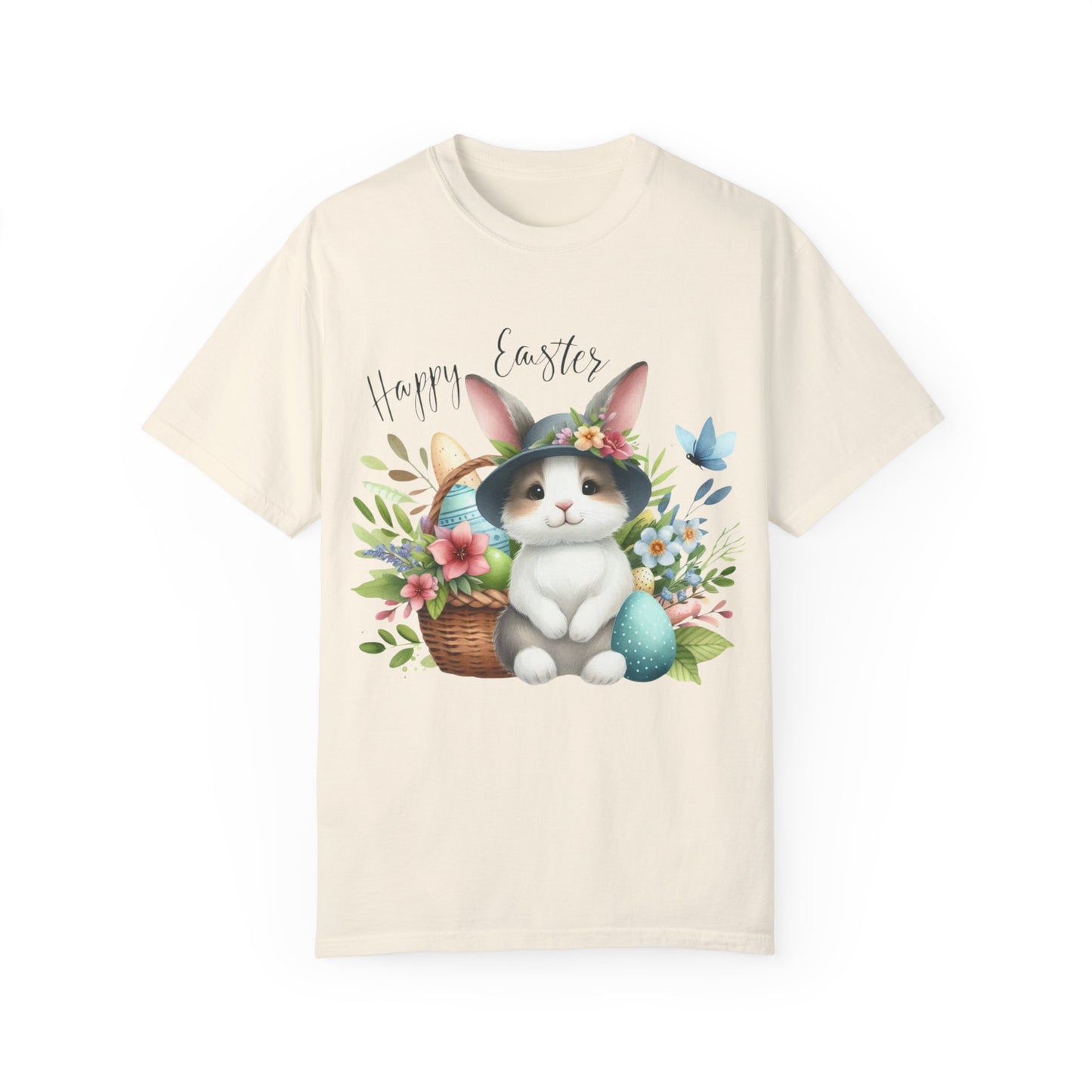 Whimsical Easter Bunny with flowers Unisex T-Shirt - Spring Celebration Tee