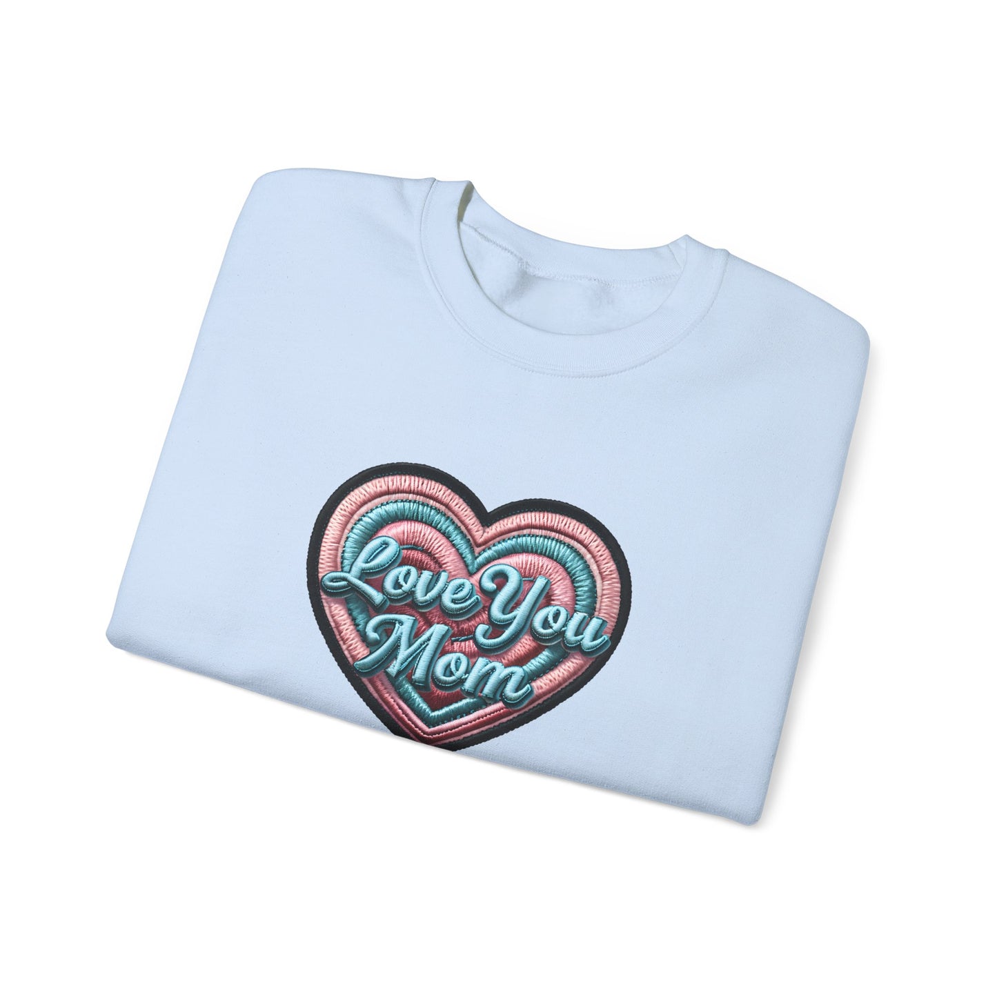 Love You Mom Crewneck Sweatshirt, Mother's Day Gift, Heart Design Pullover, Cozy Gift for Mom, Unisex Crewneck