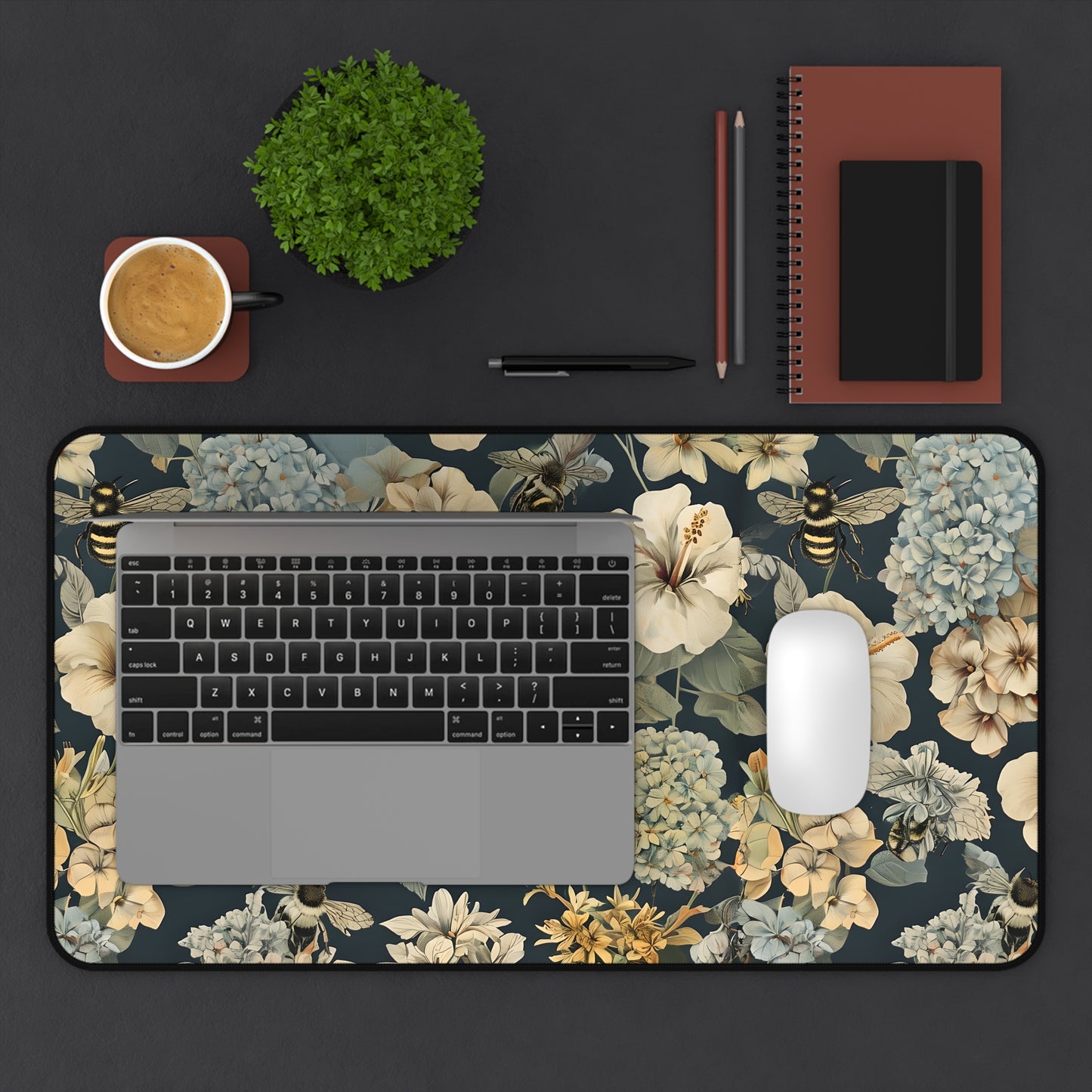 Floral Desk Mat, Elegant Office Decor, Personalized Deskpad, Background for Zoom Calls, Gift for Nature Lovers