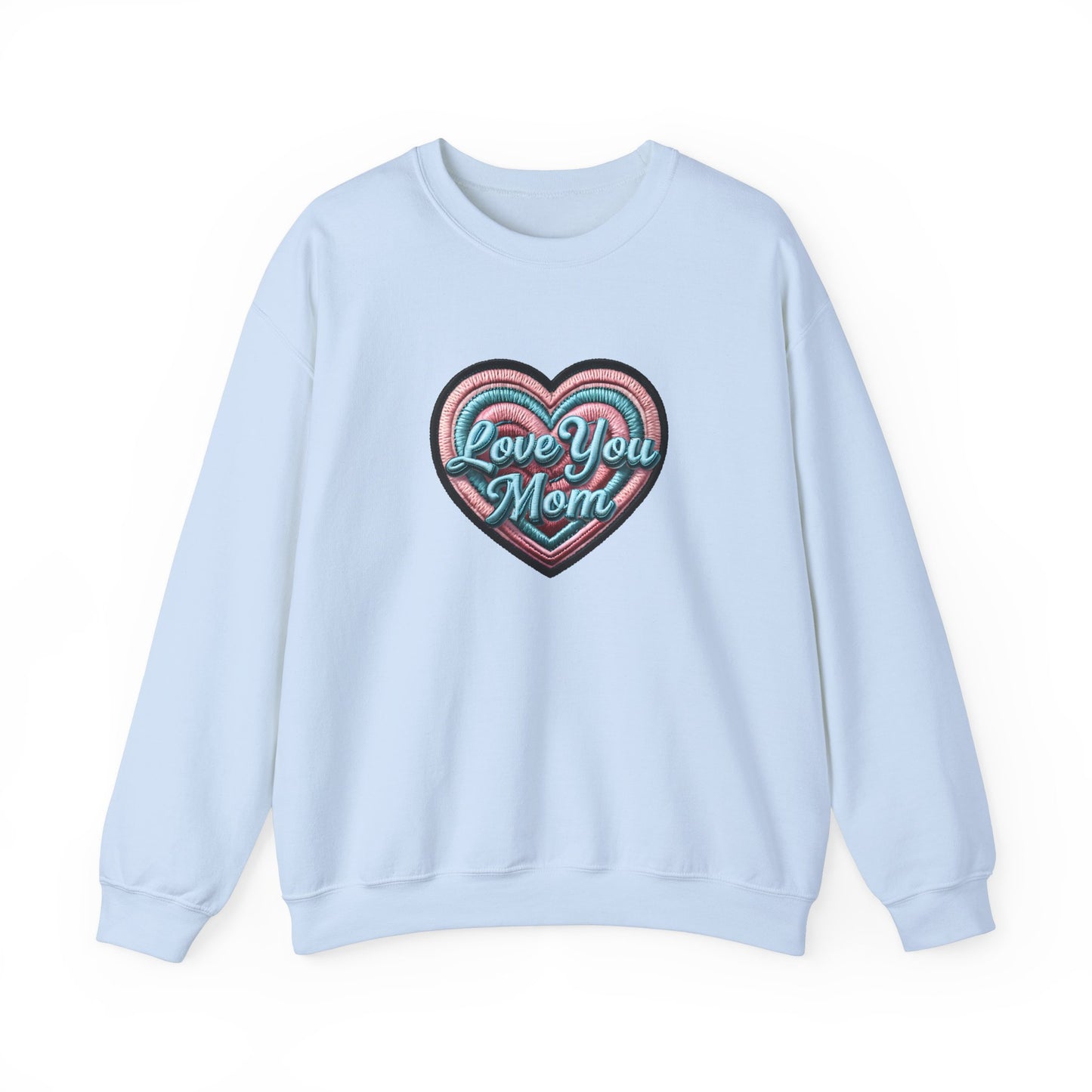 Love You Mom Crewneck Sweatshirt, Mother's Day Gift, Heart Design Pullover, Cozy Gift for Mom, Unisex Crewneck