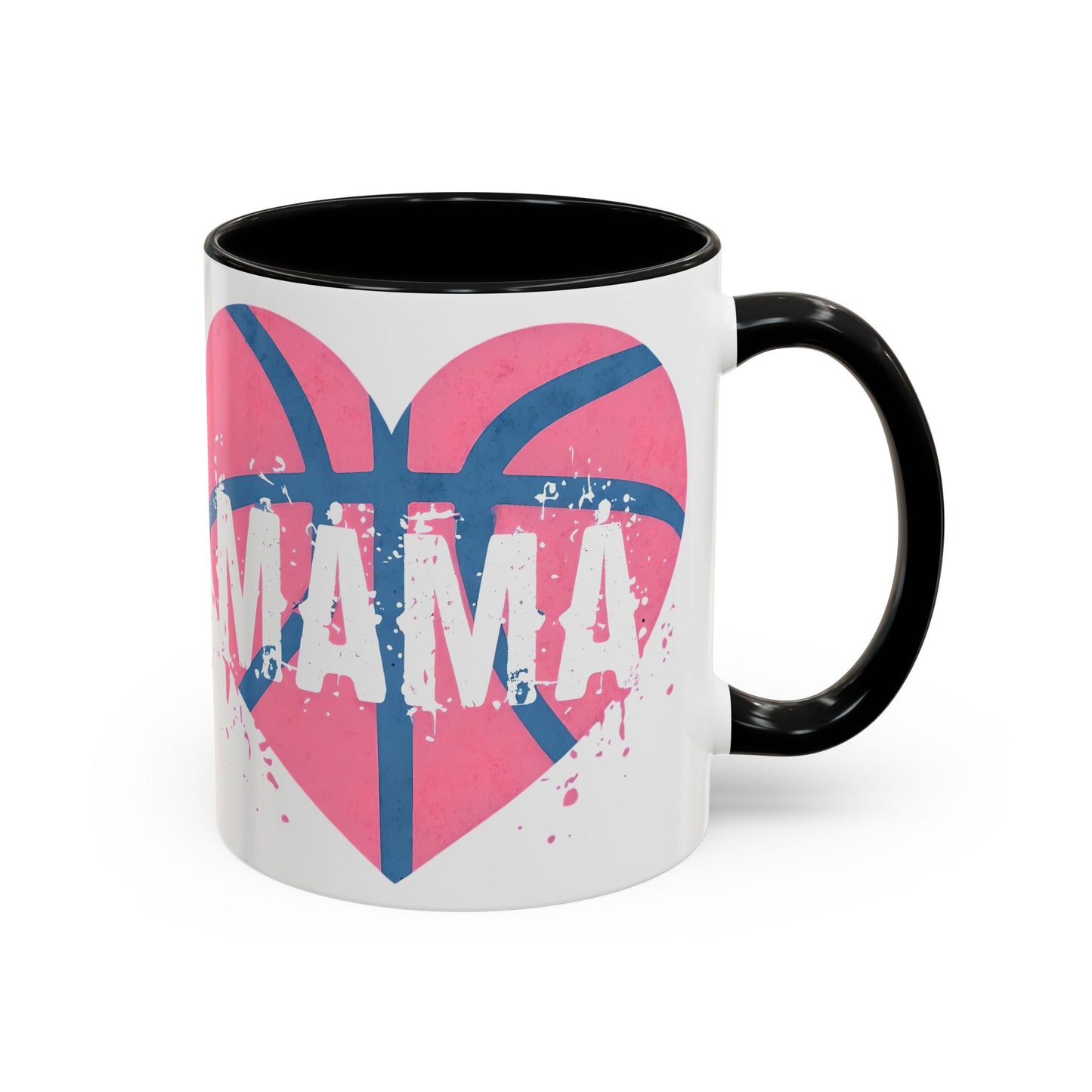 Mama Basketball Heart Accent Coffee Mug - Perfect Gift for Sports Moms