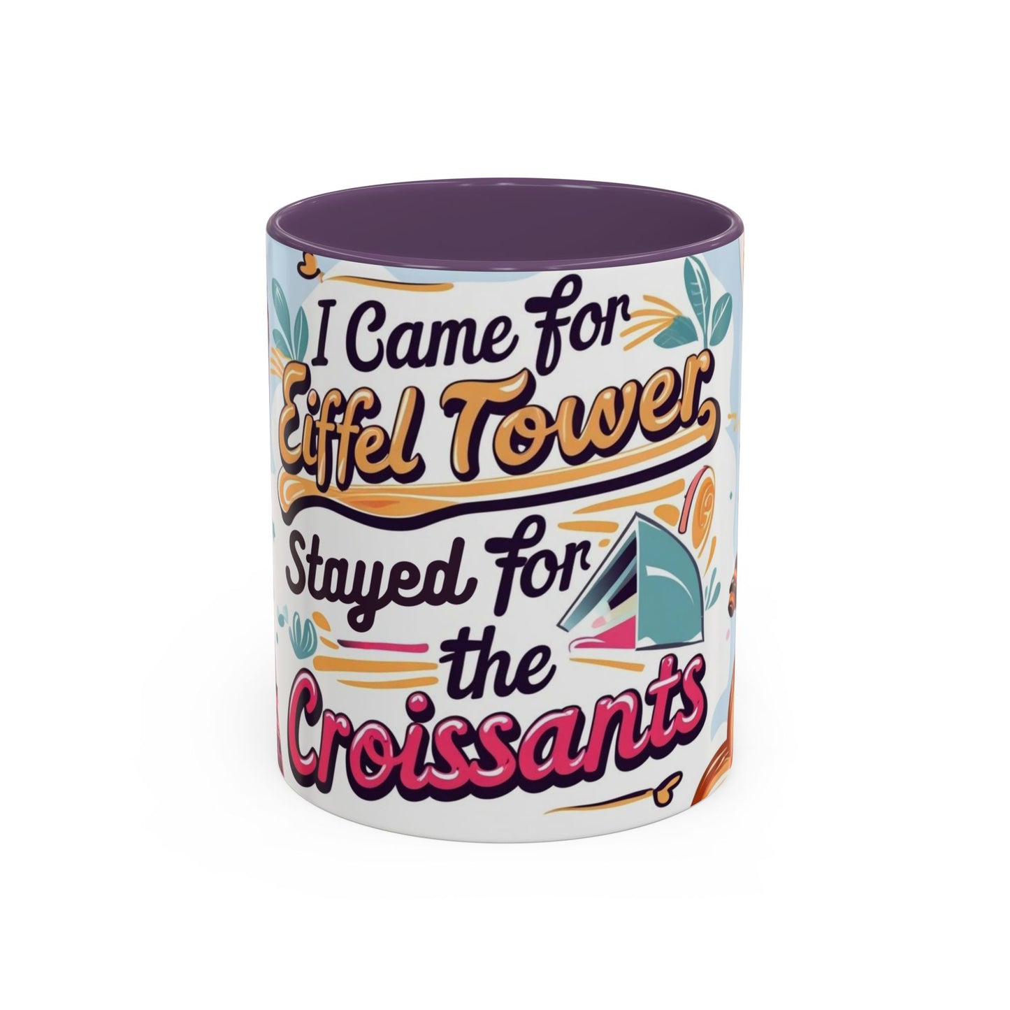 Coffee Mug, Parisian Inspired Quote, Eiffel Tower and Croissants Phrase, French Lover Gift, Travel Souvenir, Paris Vacation Memories Mug,