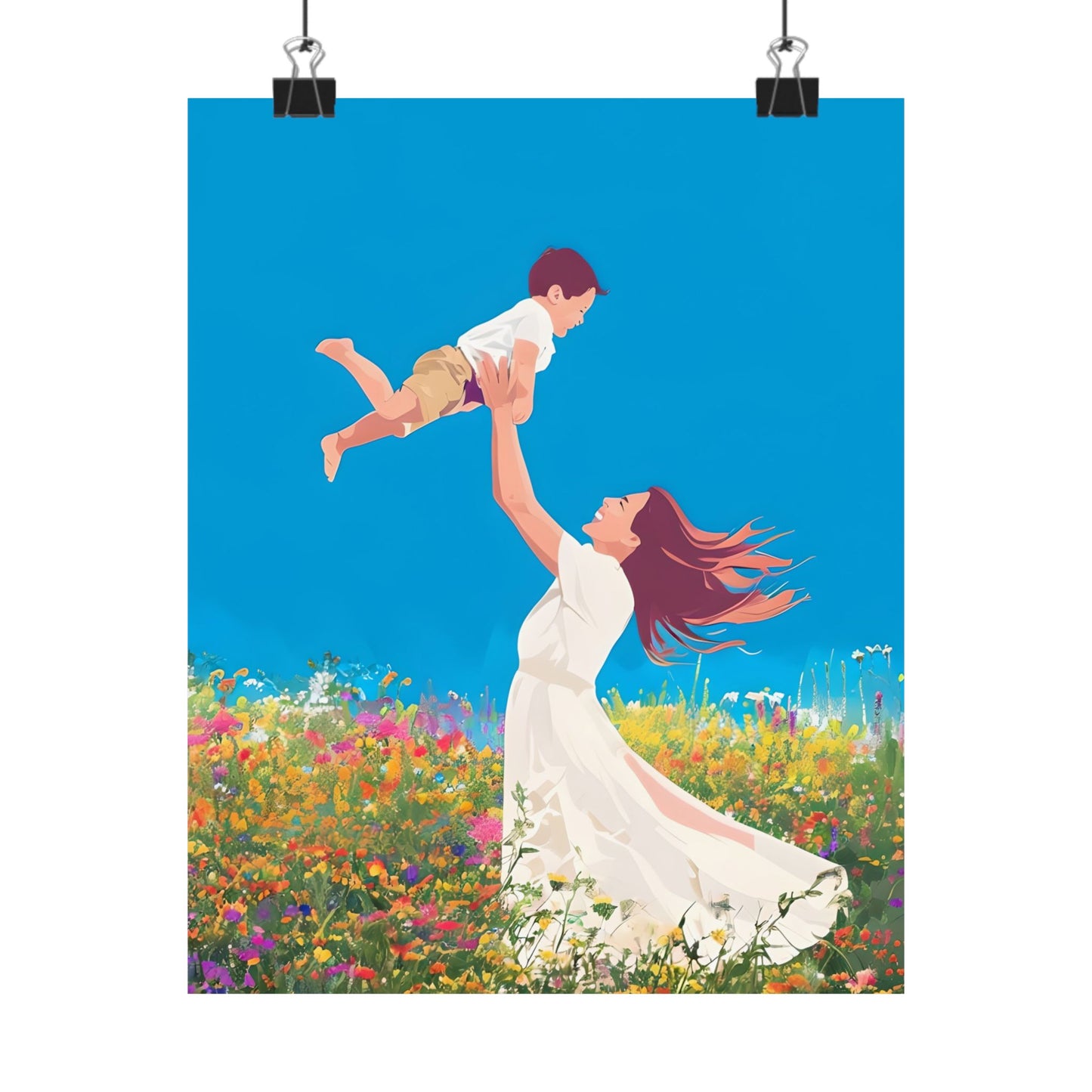 Matte Vertical Poster - Joyful Mother & Son - Celebrating Love & Family